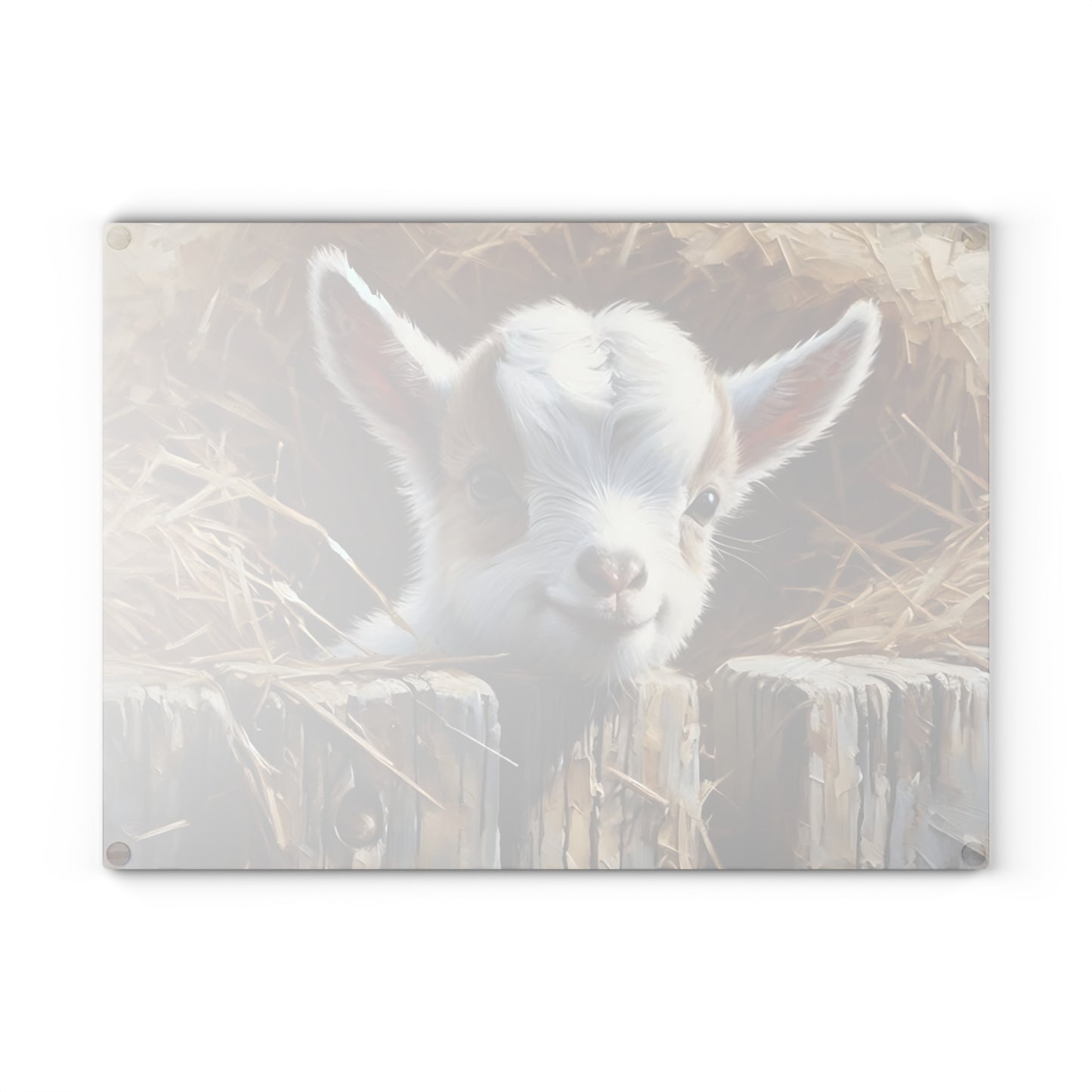 🐐 Straw Nest Baby Goat Cutting Board – Farm Fresh Charm for Your Kitchen