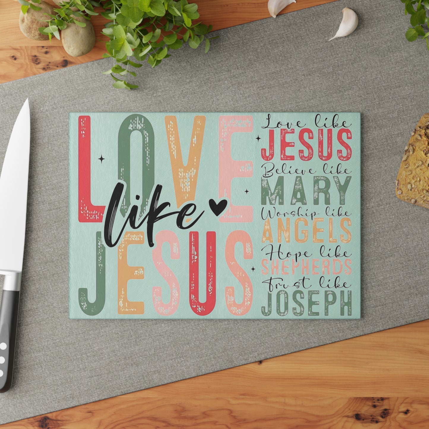 Tabla de cortar inspiradora, tabla de cortar de vidrio templado, tabla de charcutería, tabla de cortar, regalo de inauguración de la casa, tabla de cortar personalizada, Biblia