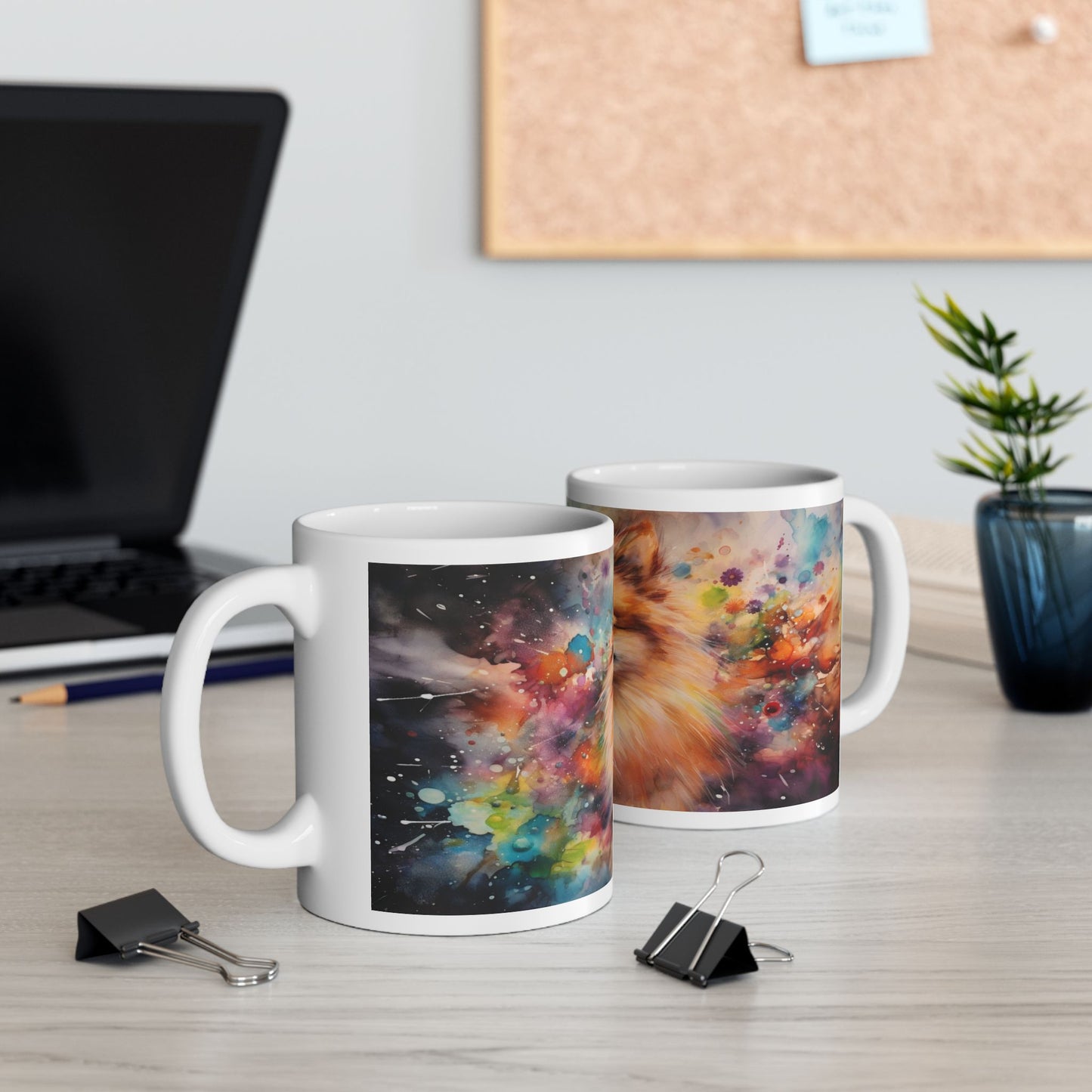 Taza Pomerania Acuarela: ¡Una explosión de color y personalidad! 🌸