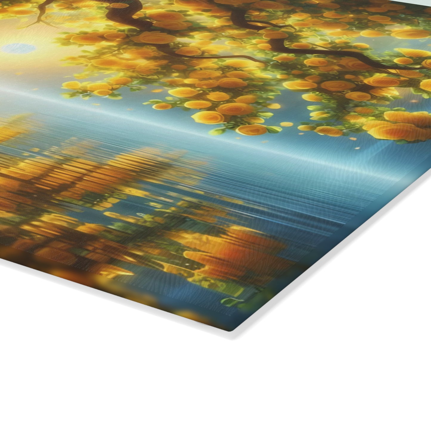 🌞 Golden Blossom Tree Cutting Board – Tranquil Elegance with Sunset Glow