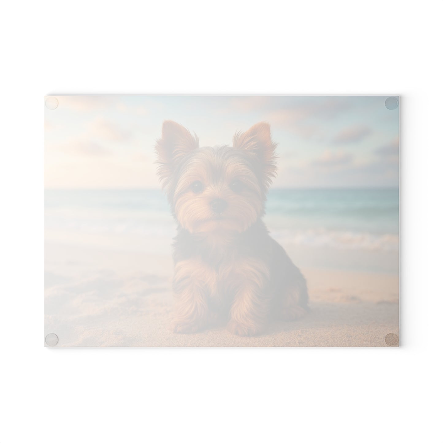 ๐พ๐ Yorkie Puppy at the Beach Cutting Board โ Coastal Cuteness for Your Kitchen ๐