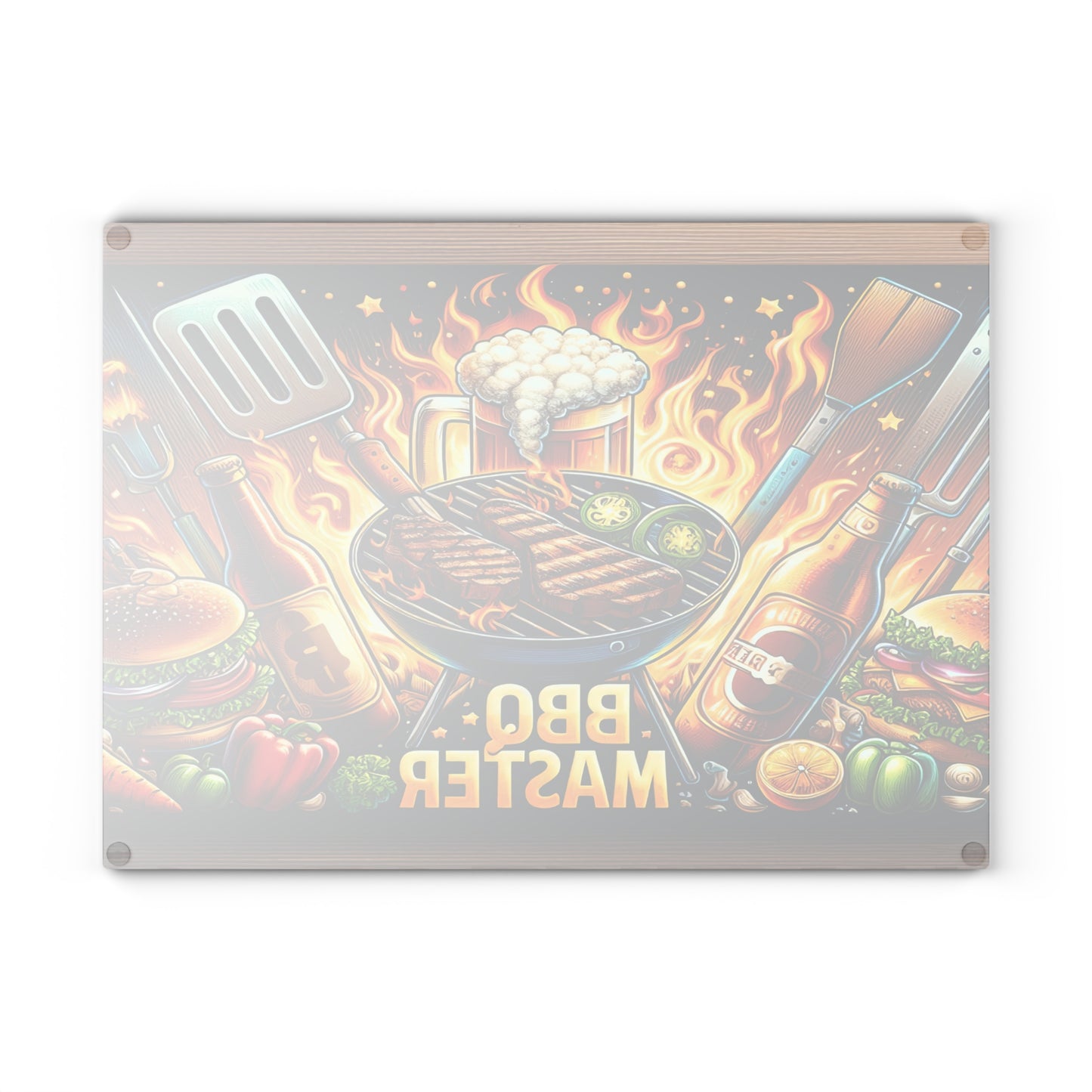 🔥🥩 BBQ Master Cutting Board – Bold Grill Lover’s Kitchen Décor with Flames & Flavor 🍔🍺