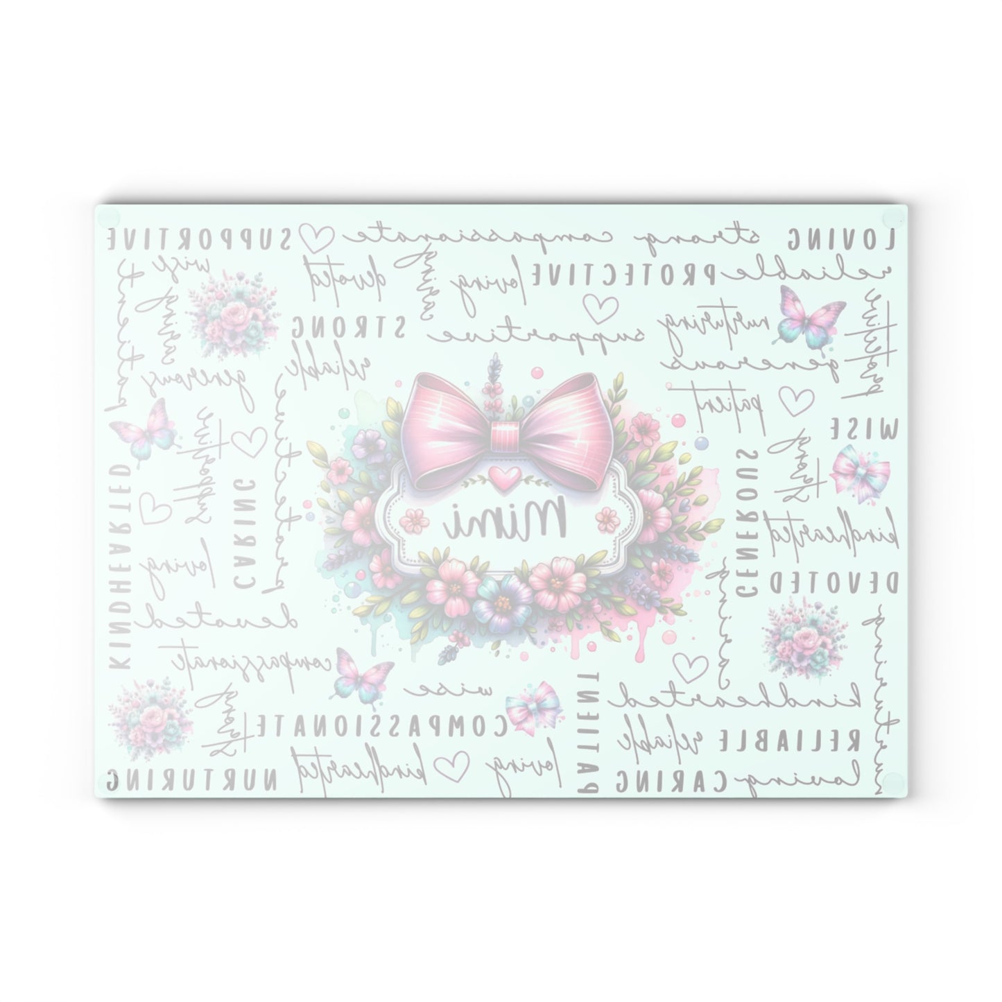 🎀🌸 Mimi Pink Bow Floral Cutting Board – Elegant Kitchen Gift for a Cherished Grandmother 🦋✨