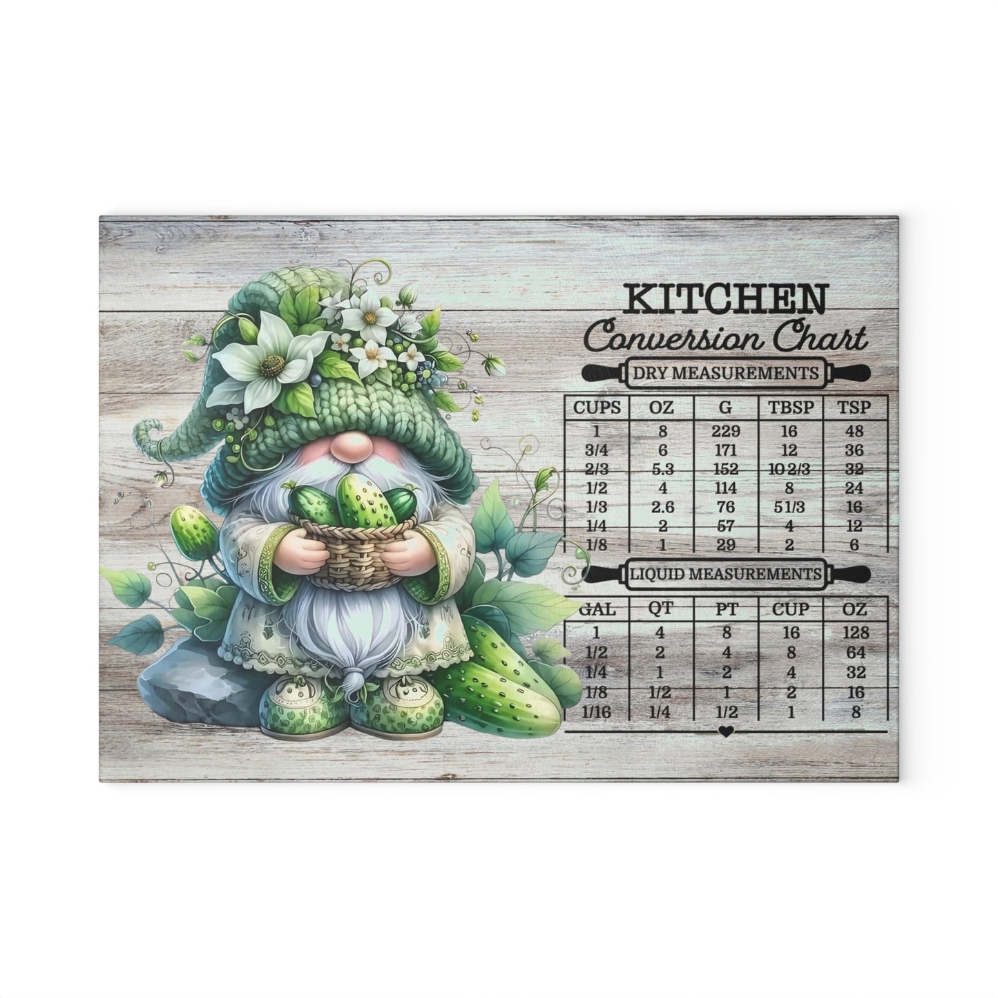 🥒🌿 Pickle Gnome Kitchen Conversion Cutting Board – Whimsical Farmhouse Fun with Rustic Charm 🧑🍳✨
