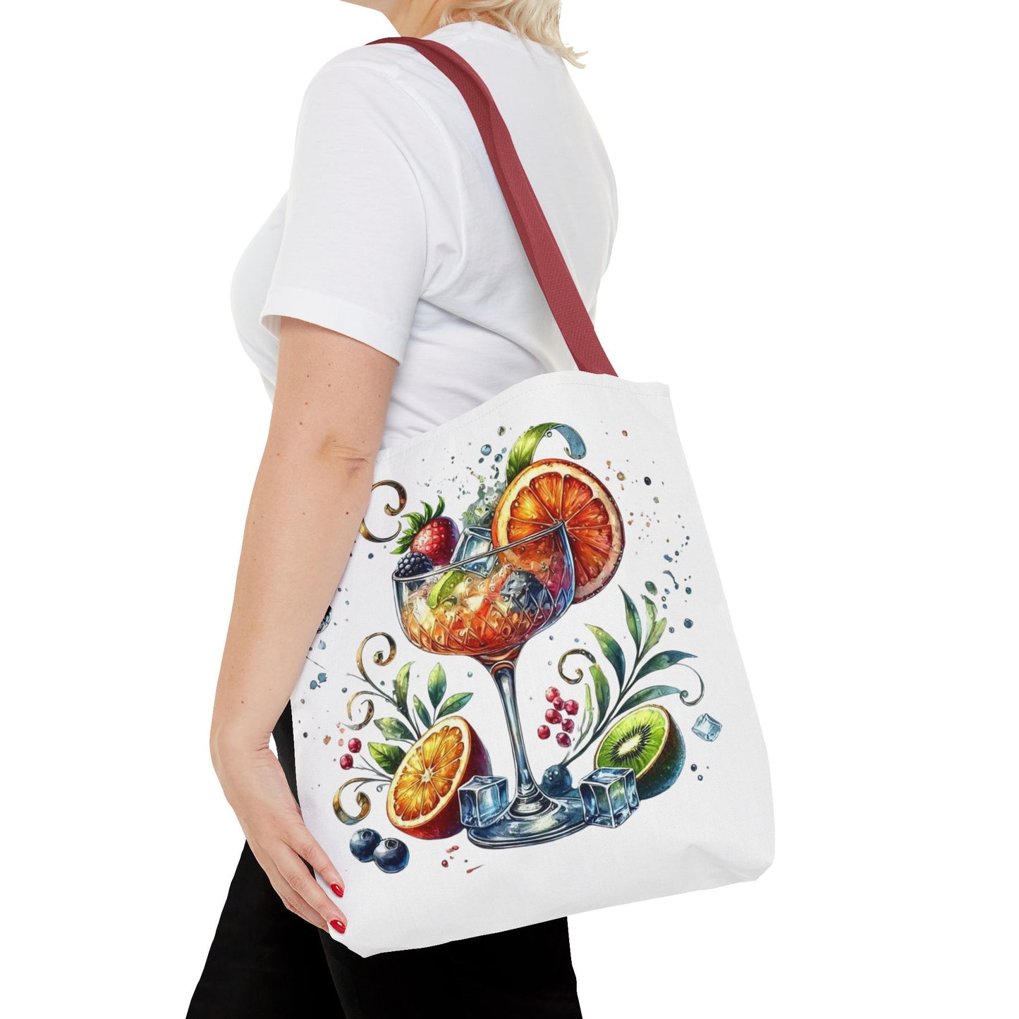 Bolso de cóctel, bolso para bebidas afrutadas, bolso de playa tropical, elegante bolso de lona, regalo para amantes de los cócteles, bolso de mano divertido, práctico bolso de verano.