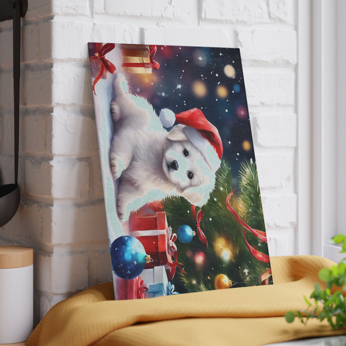 ๐๐พ Christmas Puppy Cutting Board โ Holiday Cheer for Your Kitchen ๐
