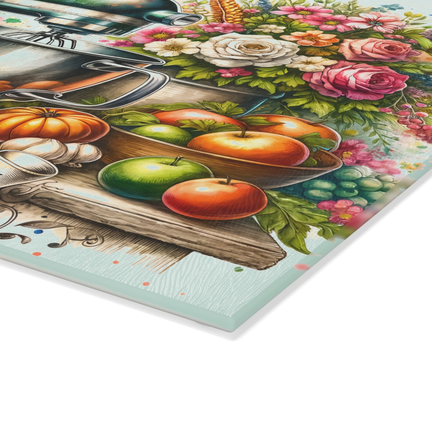 Tabla de cortar de cocina campestre de mamá: dije vintage para batidora con estilo floral campestre