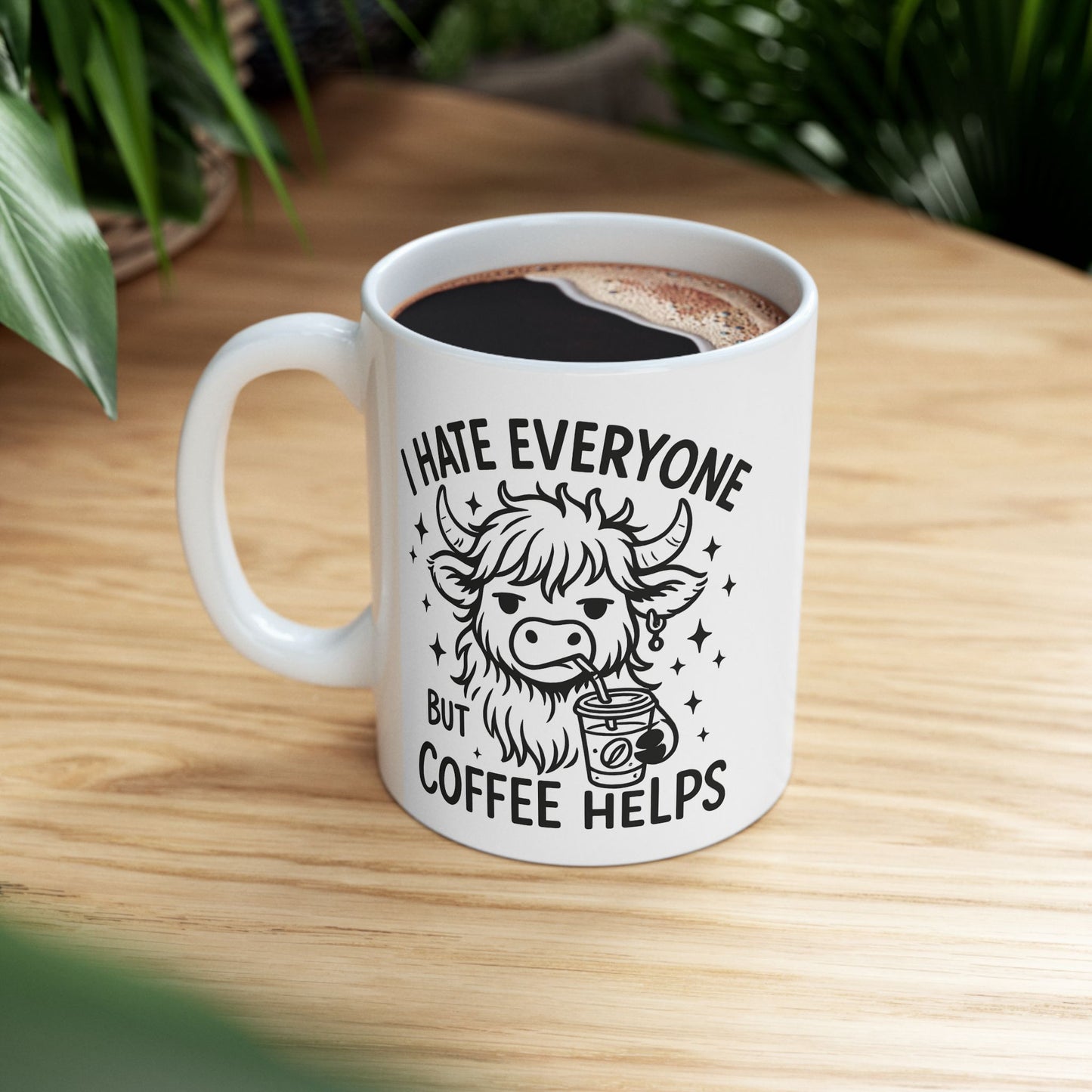 Taza de Vaca Gruñona – “Odio a todos, pero el café ayuda” ☕
