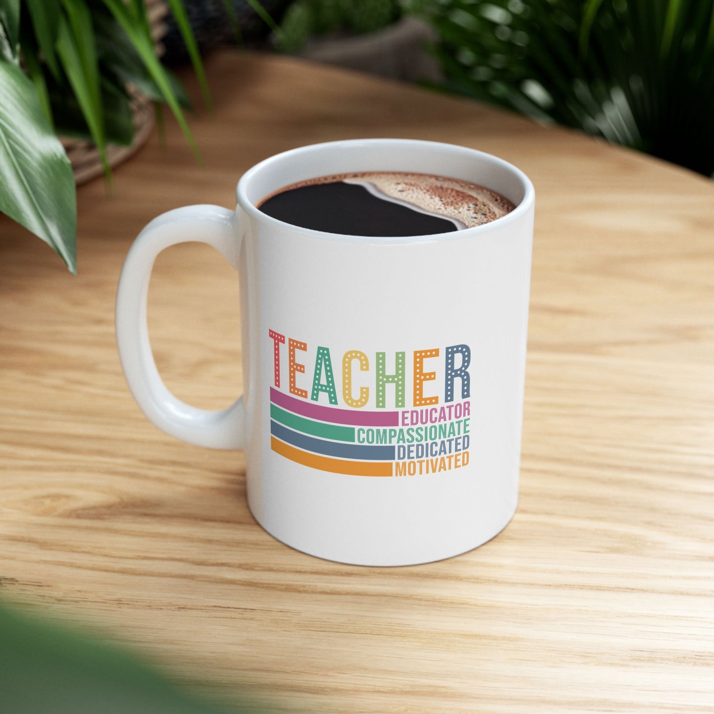 🍎 Motivated Teacher Mug – Educator, Compassionate, and Proud 💛📚
