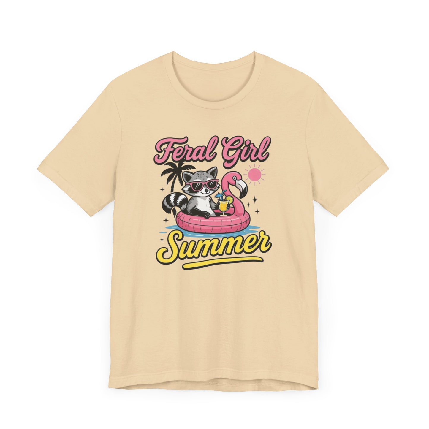 Camiseta de verano para chica salvaje: Mapache divertido con vuelo | Camiseta de verano para mujer