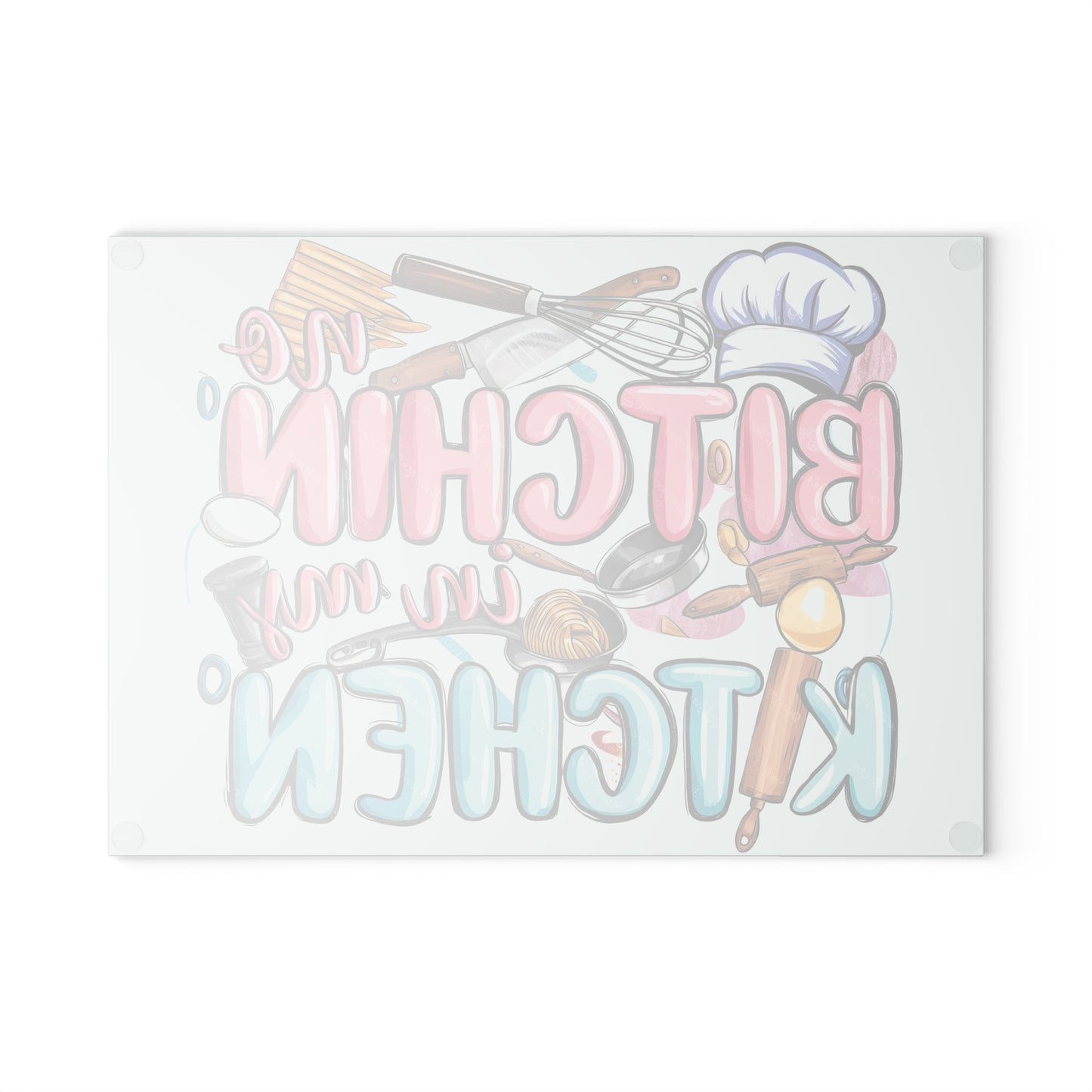 😆 No Bitchin' In My Kitchen Cutting Board – Sassy Kitchen Humor with Whisks, Eggs & Attitude 🍳💁♀️
