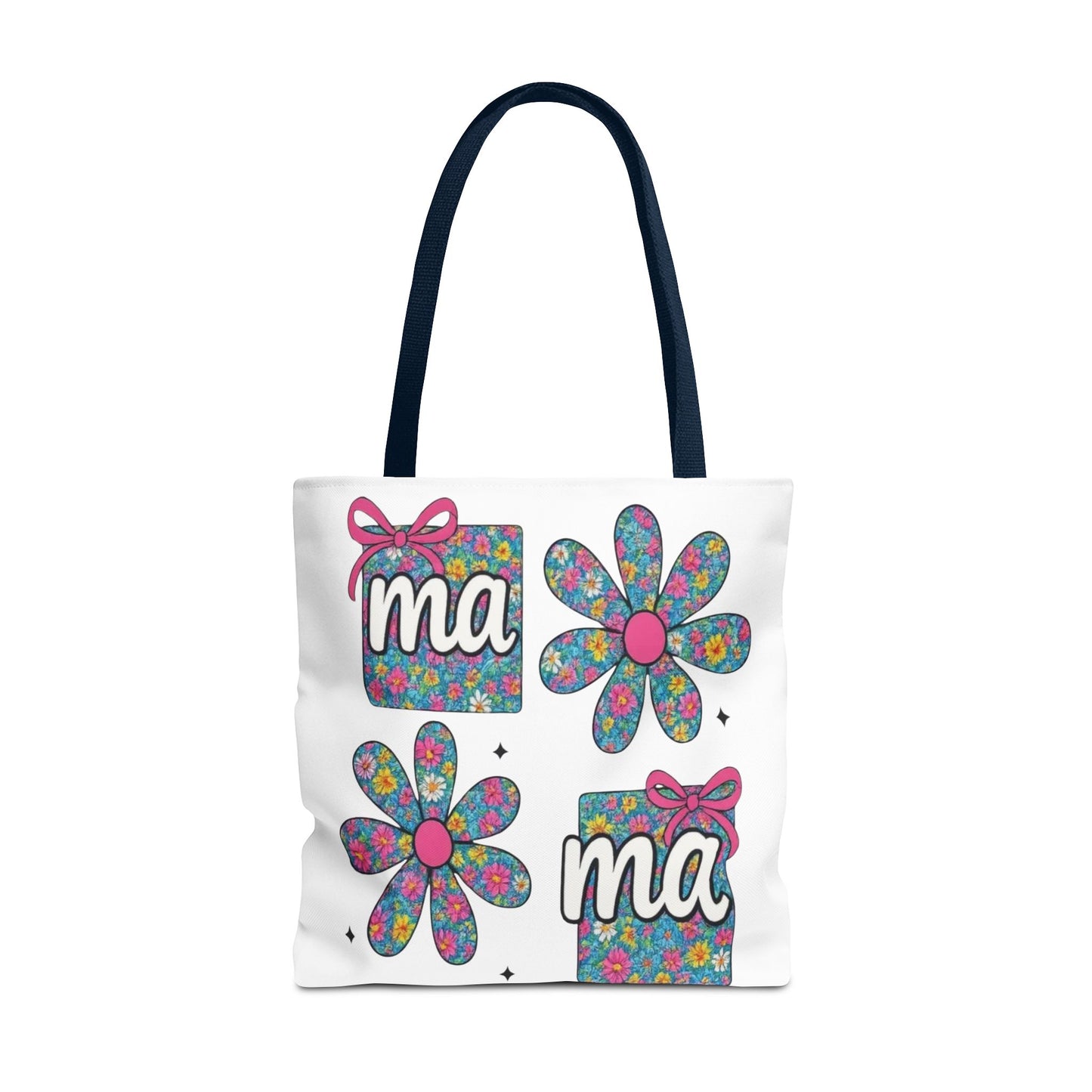 Bolso Tote Floral "ma": Un Accesorio Divertido y Brillante para Mamá