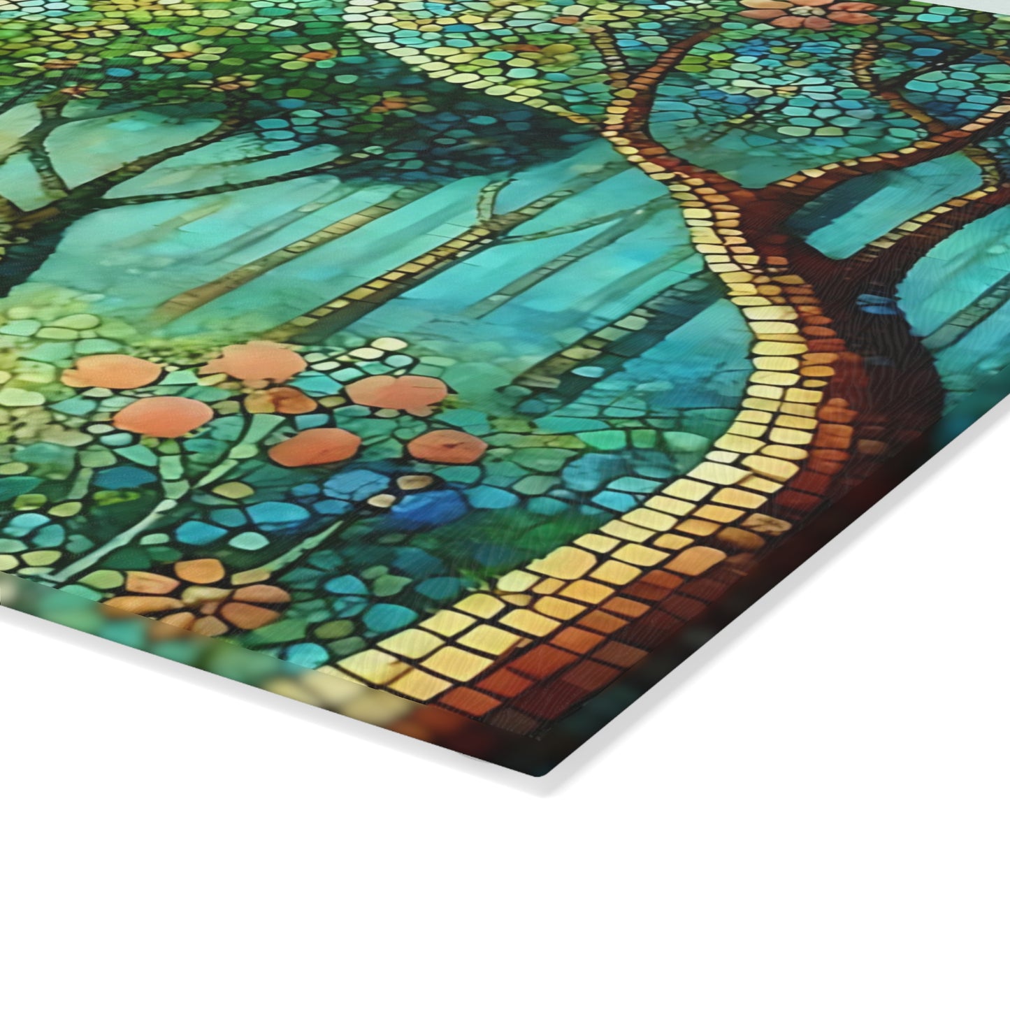 Tabla de cortar de vidrio templado con diseño de mosaico – Artistic Nature Design
