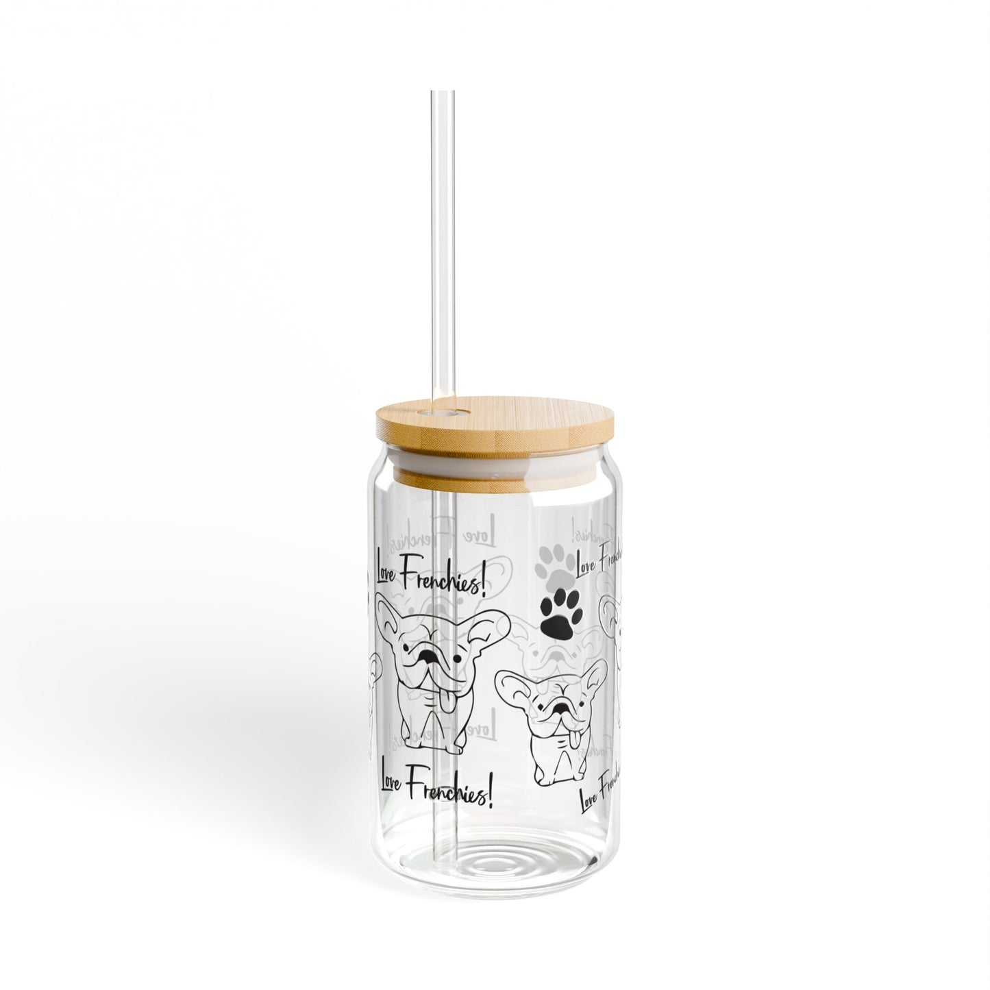 🐾 Frenchie Love Sipper Glass – Sip in Style with Your Favorite Pup! 🖤