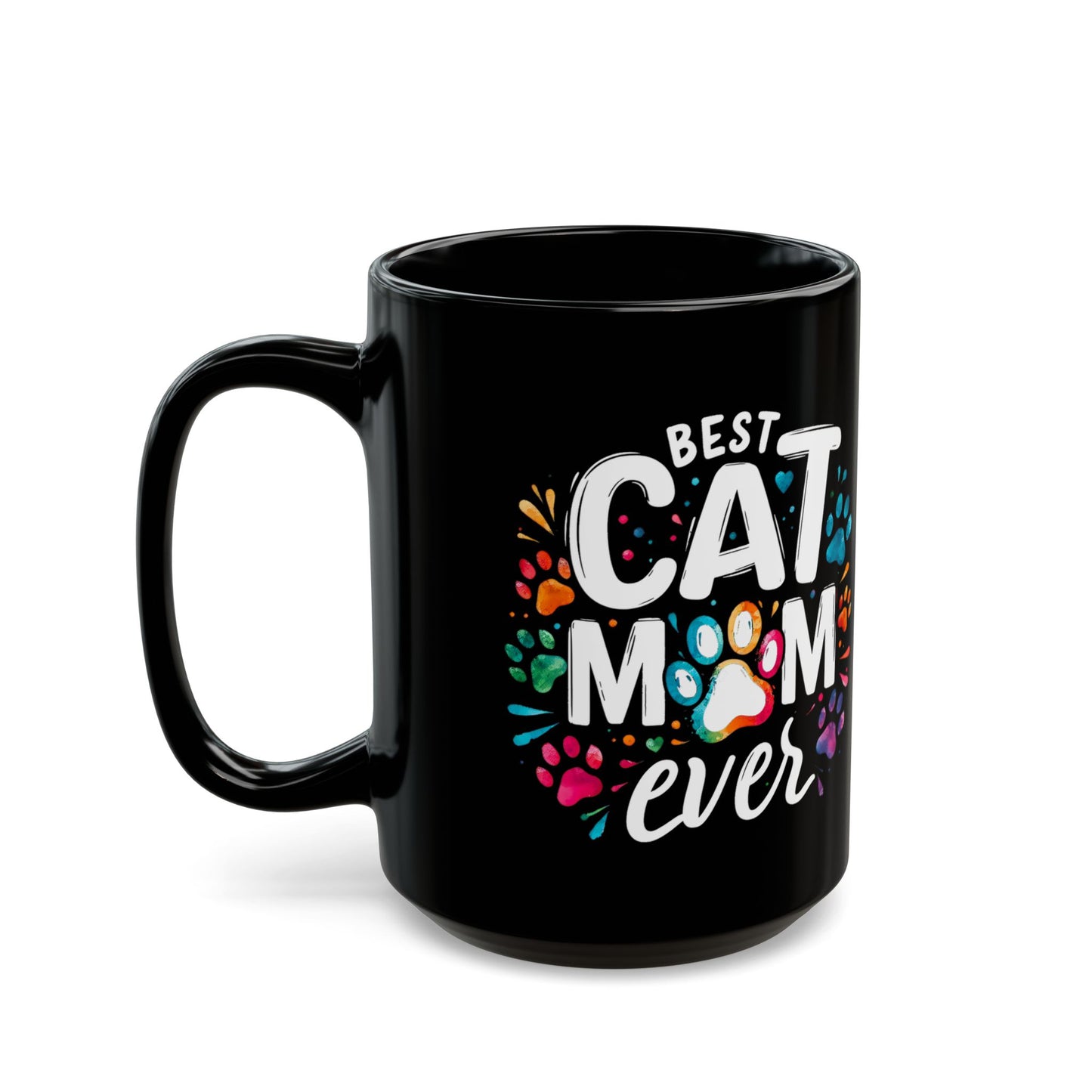 Taza "La mejor mamá gata", regalo divertido para amantes de los gatos, taza de café negro para mamás gatas, taza de agradecimiento para amantes de las mascotas, regalo perfecto para entusiastas de los gatos y amantes de los animales.