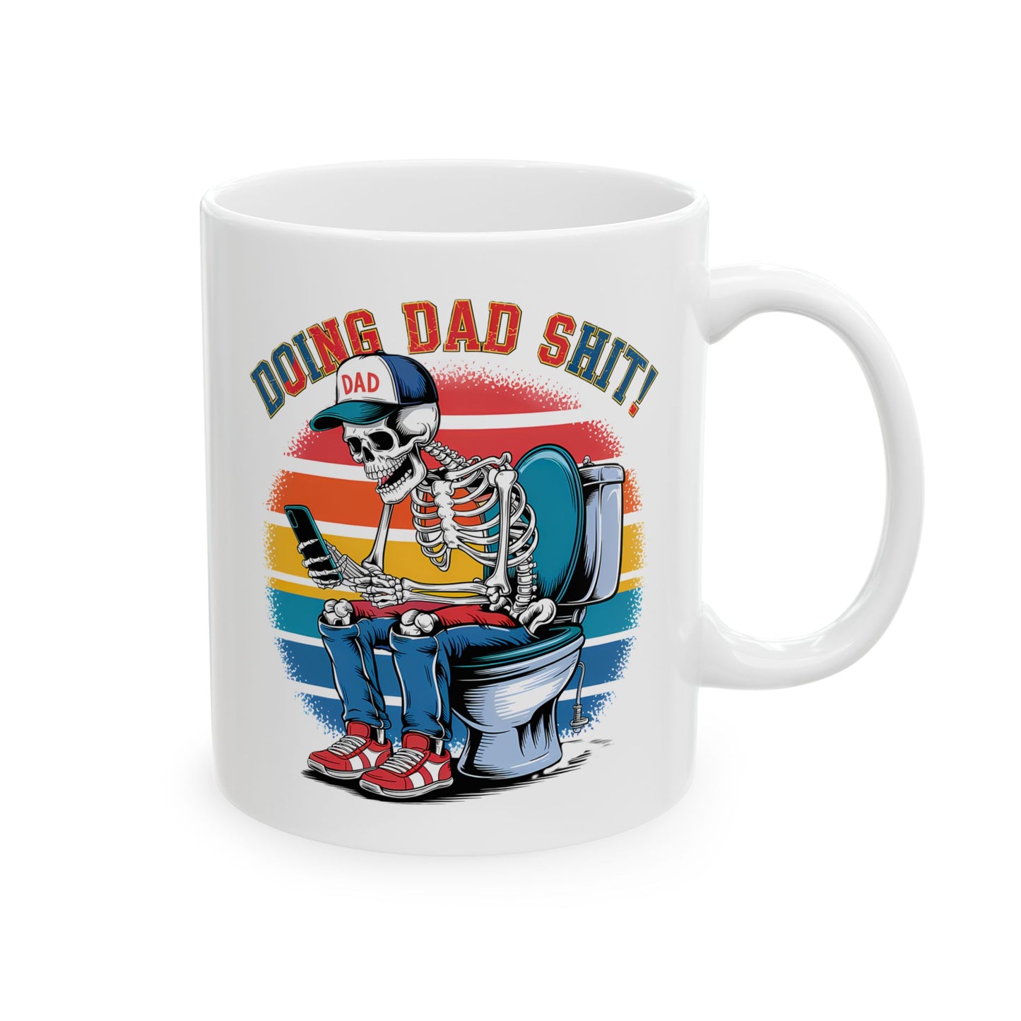 💀📱 HACIENDO MIERDA DE PAPÁ – Taza de Café Divertida de Papá Esqueleto (11 oz y 15 oz)