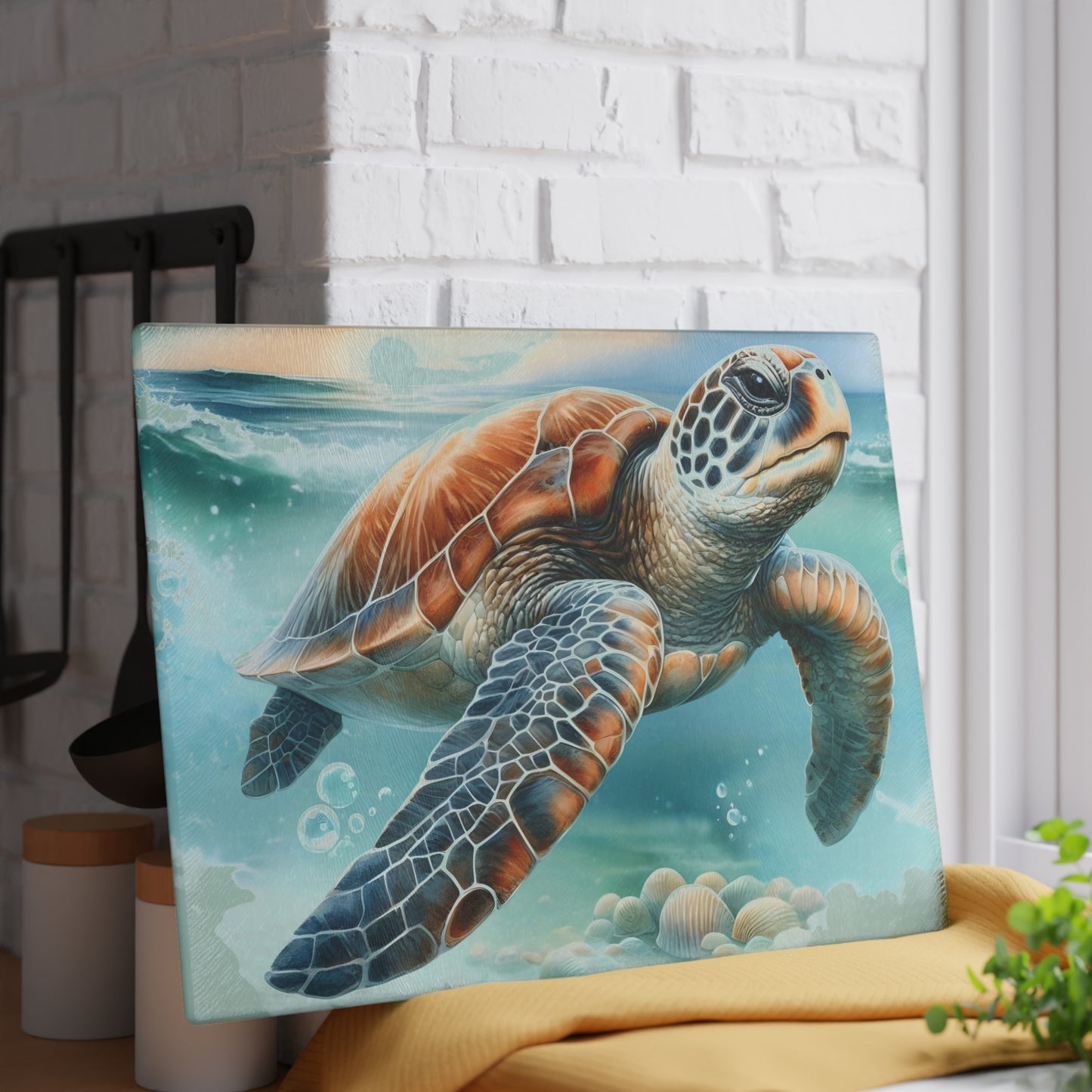 Tabla de cortar Sea Turtle Ocean Drift: un toque submarino para tu cocina