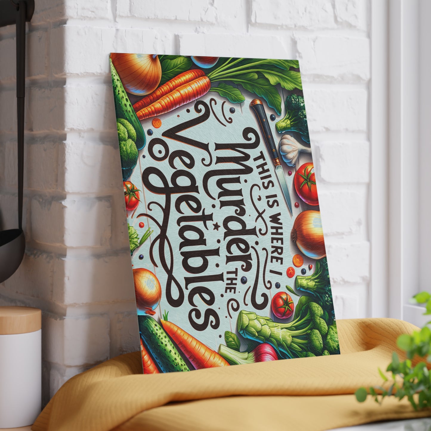🔪🥕 This Is Where I Murder the Vegetables Cutting Board – Funny Kitchen Décor for Cooking Lovers 🍅🧄