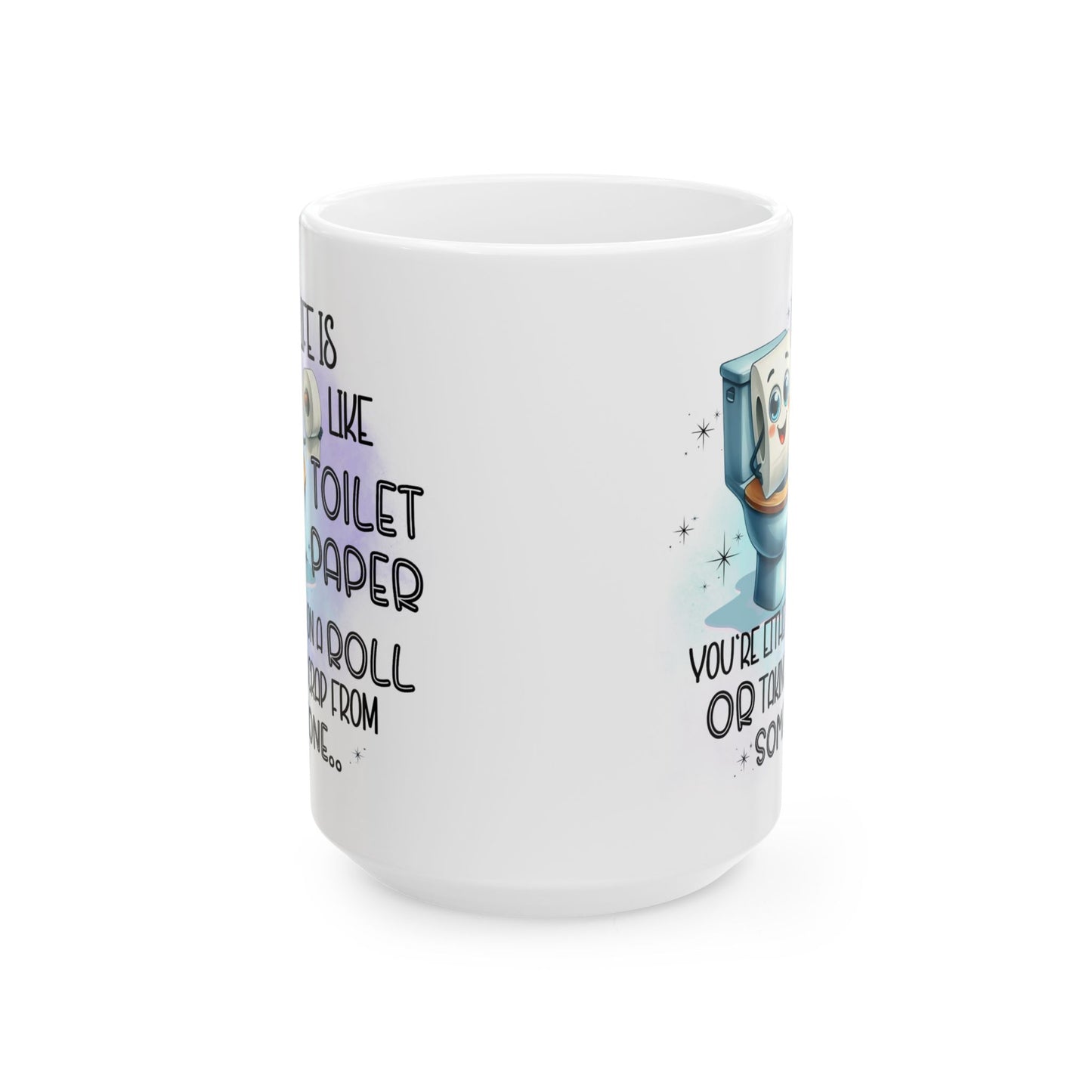 Taza de café "La vida es como el papel higiénico": humor de baño divertidísimo en cada sorbo