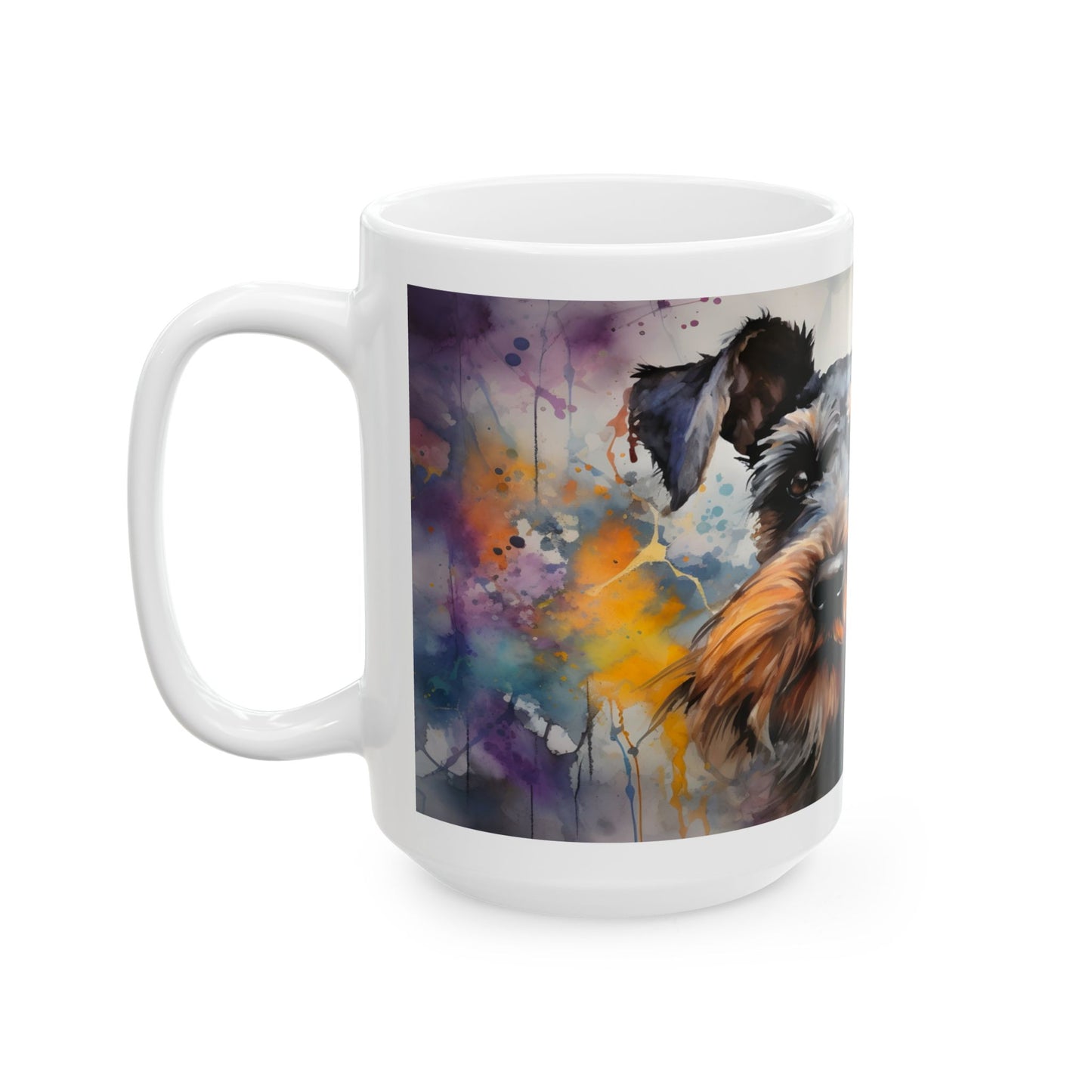 Taza de acuarela con diseño de Schnauzer: ¡Un toque de personalidad y color!