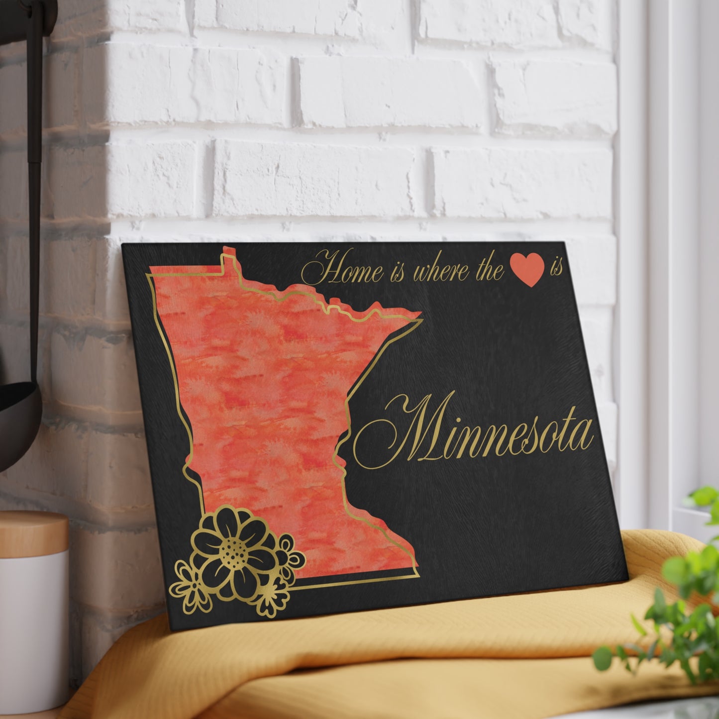 ❤️ Minnesota Floral Cutting Board – Bold Northern Charm with Golden Elegance 🌸