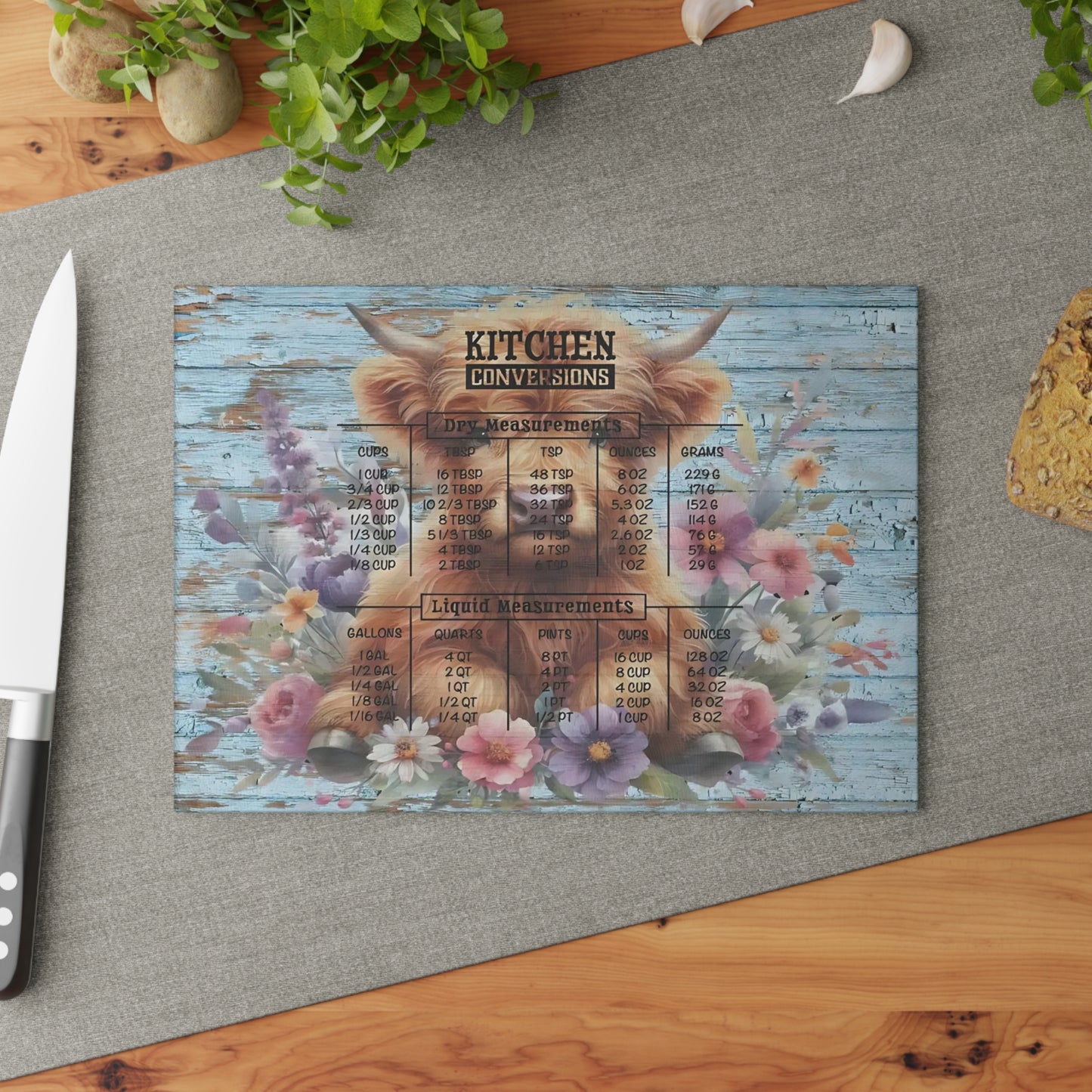 Tabla de cortar de vaca, tabla de cortar de vidrio con diseño de vaca de las Highlands, decoración de cocina con diseño de vaca, tabla de cortar para regalo de casa nueva, tabla de charcutería, regalos de vaca de las Highlands