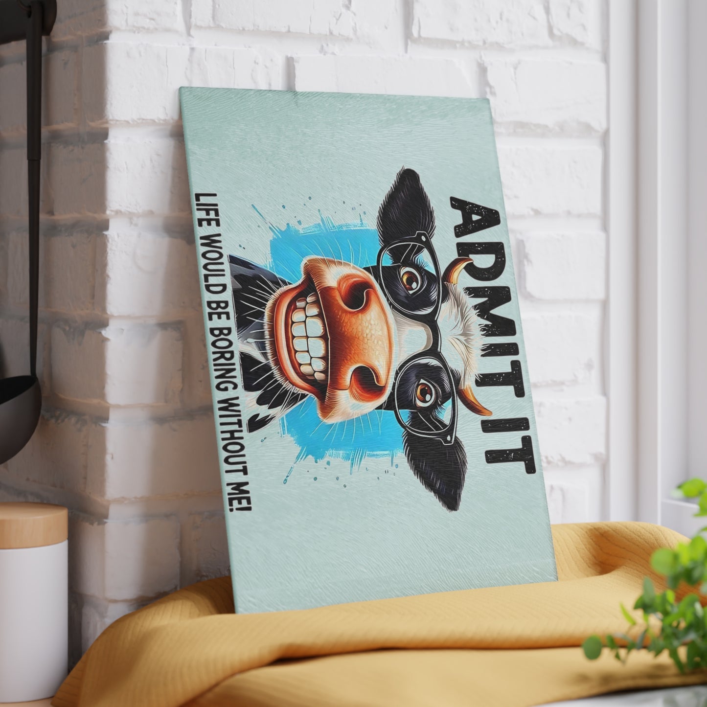 Tabla de cortar de vaca, decoración de cocina divertida, regalo para amantes de las vacas, tabla de cortar de vidrio, accesorio de cocina peculiar, tabla de cortar humorística, decoración de vaca