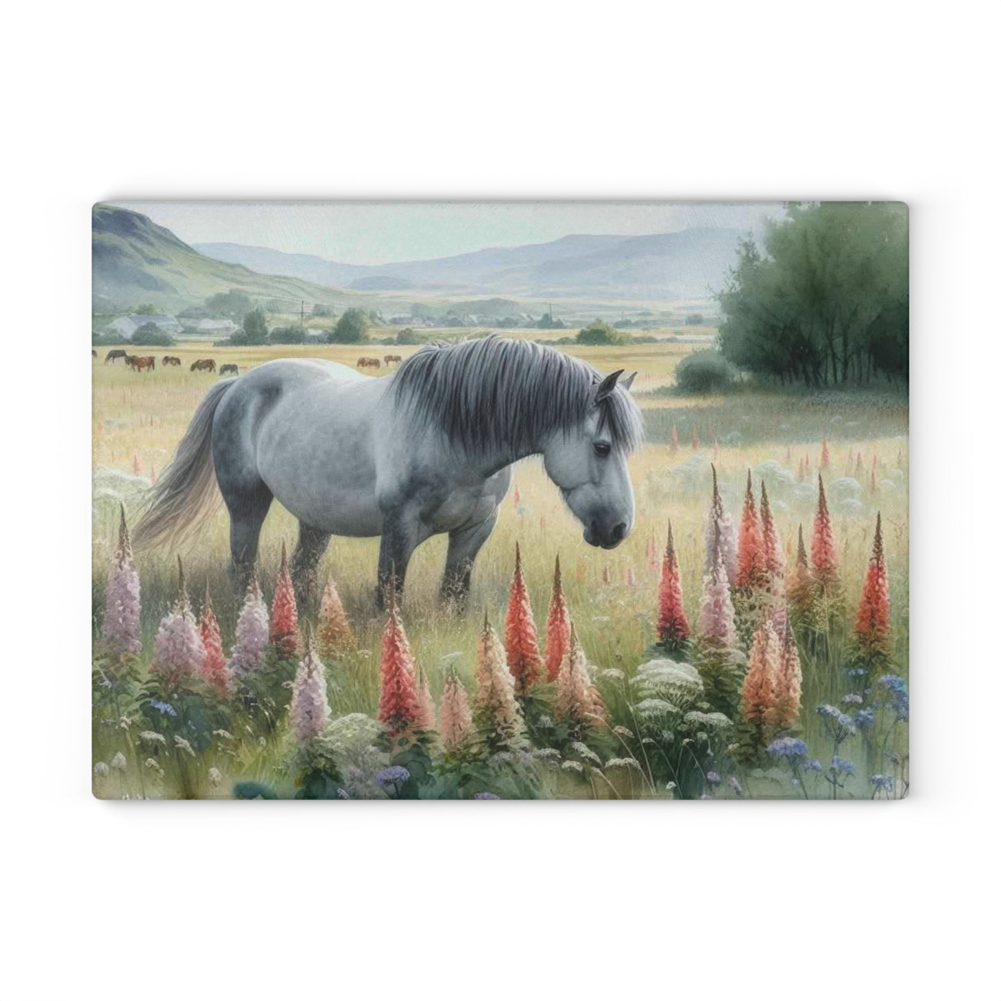 Horse Cutting Board, Equestrian Gift, Glass Cutting Board, Rustic Kitchen Decor, Horse Lover Gift, Farmhouse Kitchen Decor, Horse Lover Gift