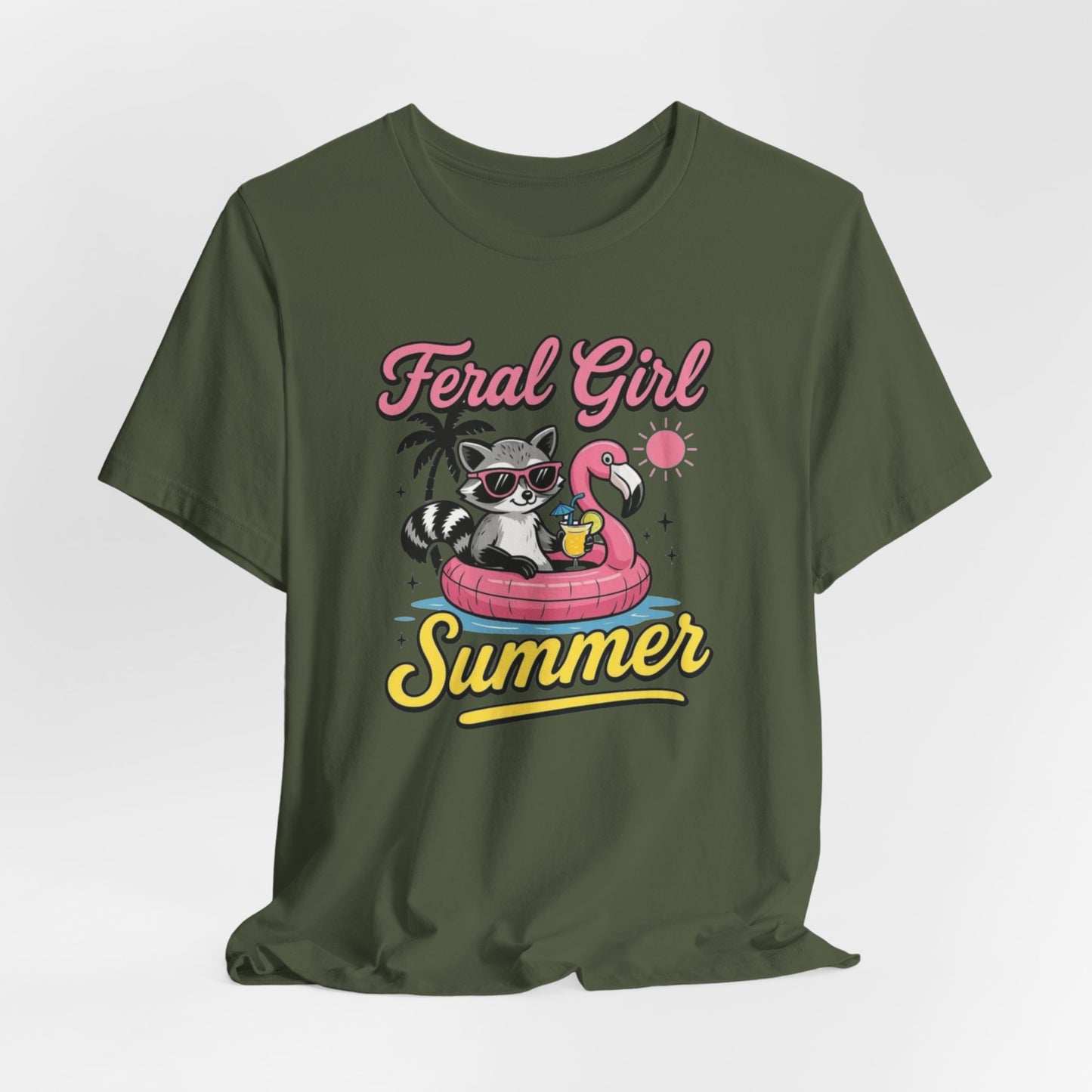Camiseta de verano para chica salvaje: Mapache divertido con vuelo | Camiseta de verano para mujer