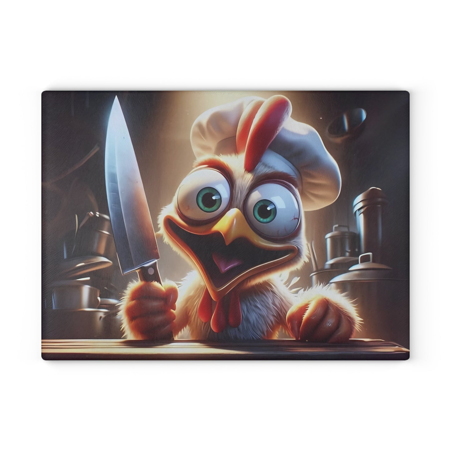 Tabla de cortar Crazy Chicken Chef: ¡sembrando el caos en la cocina!