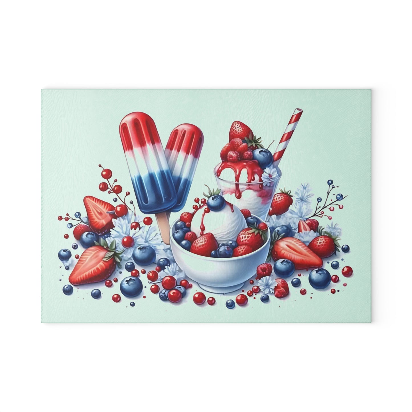 Tabla de cortar de vidrio para postres del 4 de julio: un dulce estilo patriótico para celebraciones de verano