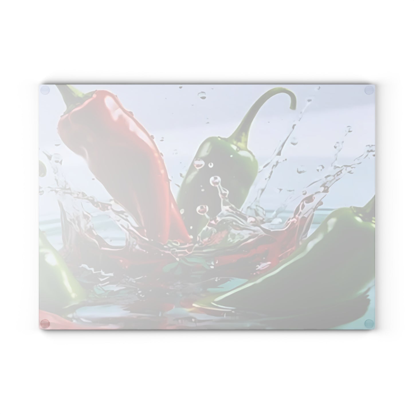 🌶️ Chili Pepper Splash Glass Cutting Board – Spicy Kitchen Vibes!
