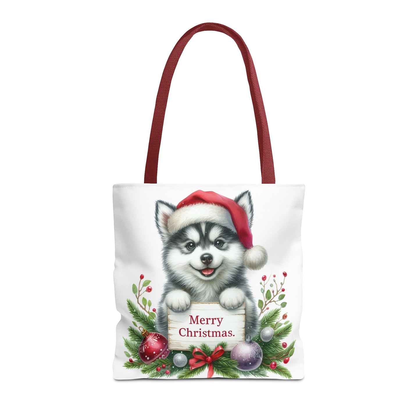 🎁 Husky “Merry Christmas” Tote Bag – Holiday Cuteness You Can Carry 🎄