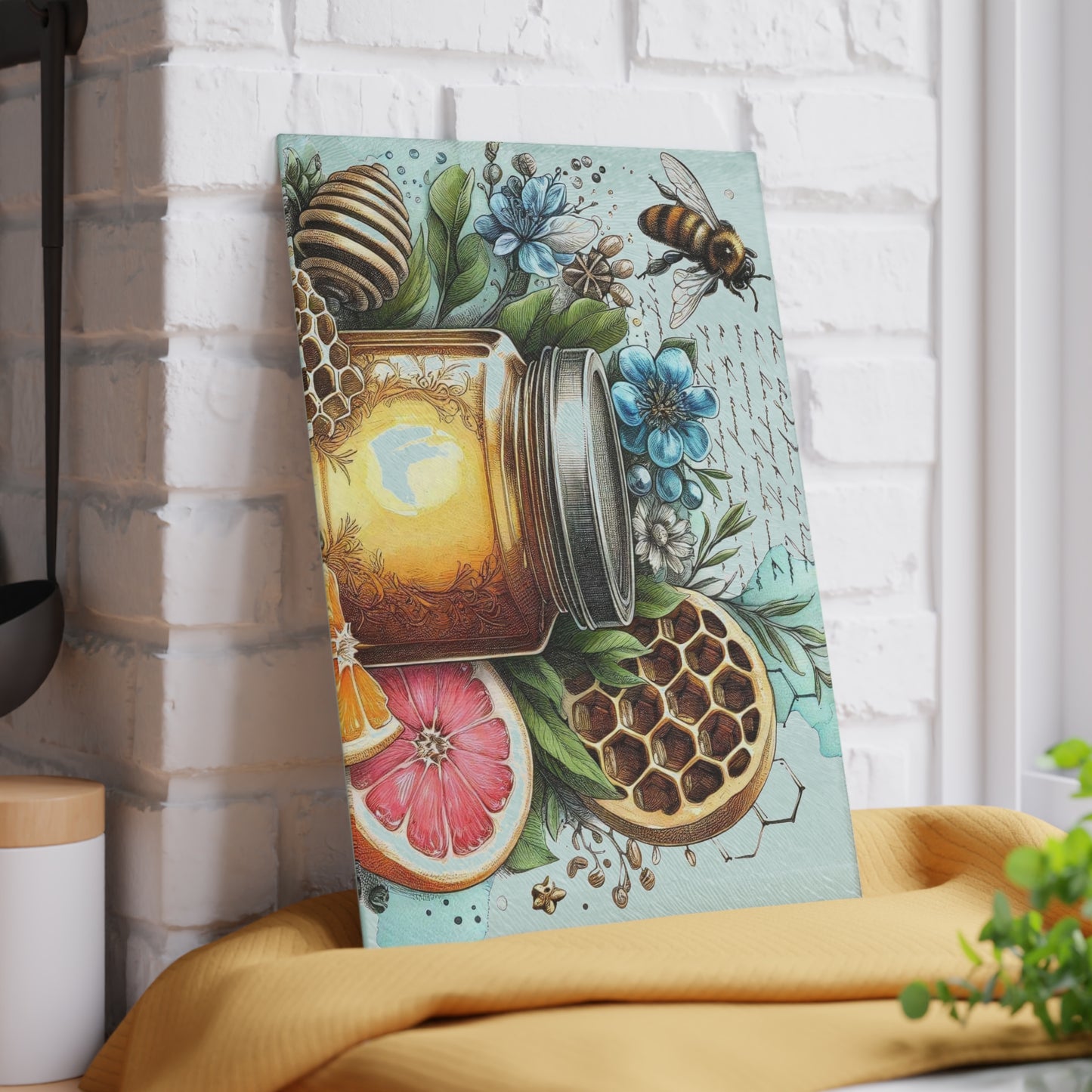 Tabla de cortar con forma de abeja, regalo de cocina, tabla inspirada en la naturaleza, tabla de vidrio templado, regalo para amantes de las abejas, cocina de granja, tabla de cortar rústica
