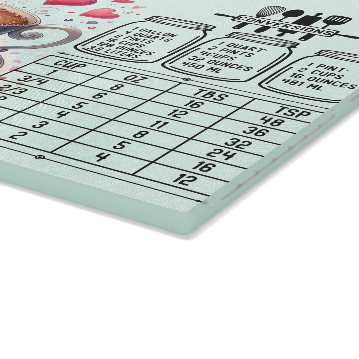 ☕ Heart Latte Kitchen Conversions Cutting Board – Whimsical Charm Meets Practical Use