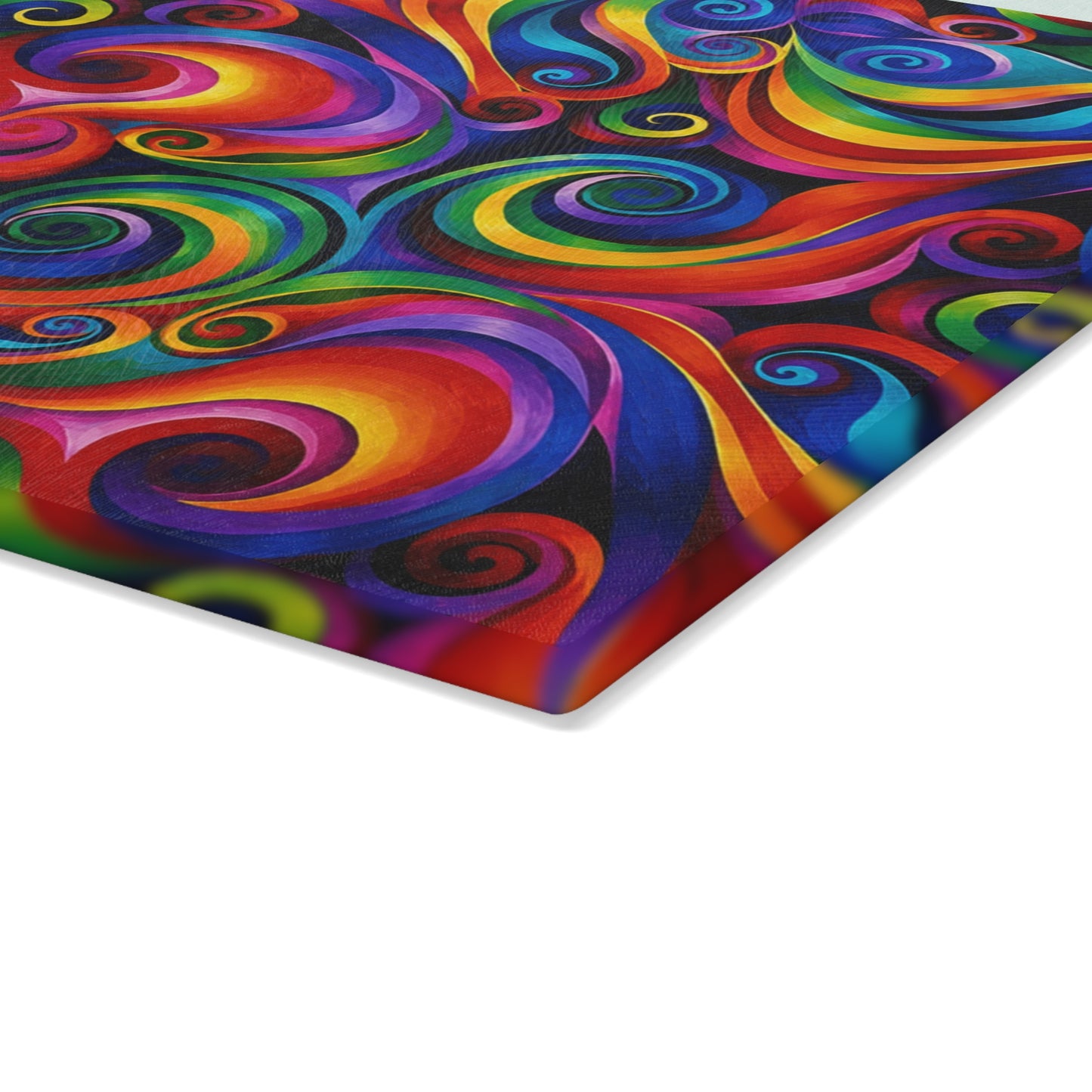 Rainbow Swirl Abstract Tempered Glass Cutting Board Description