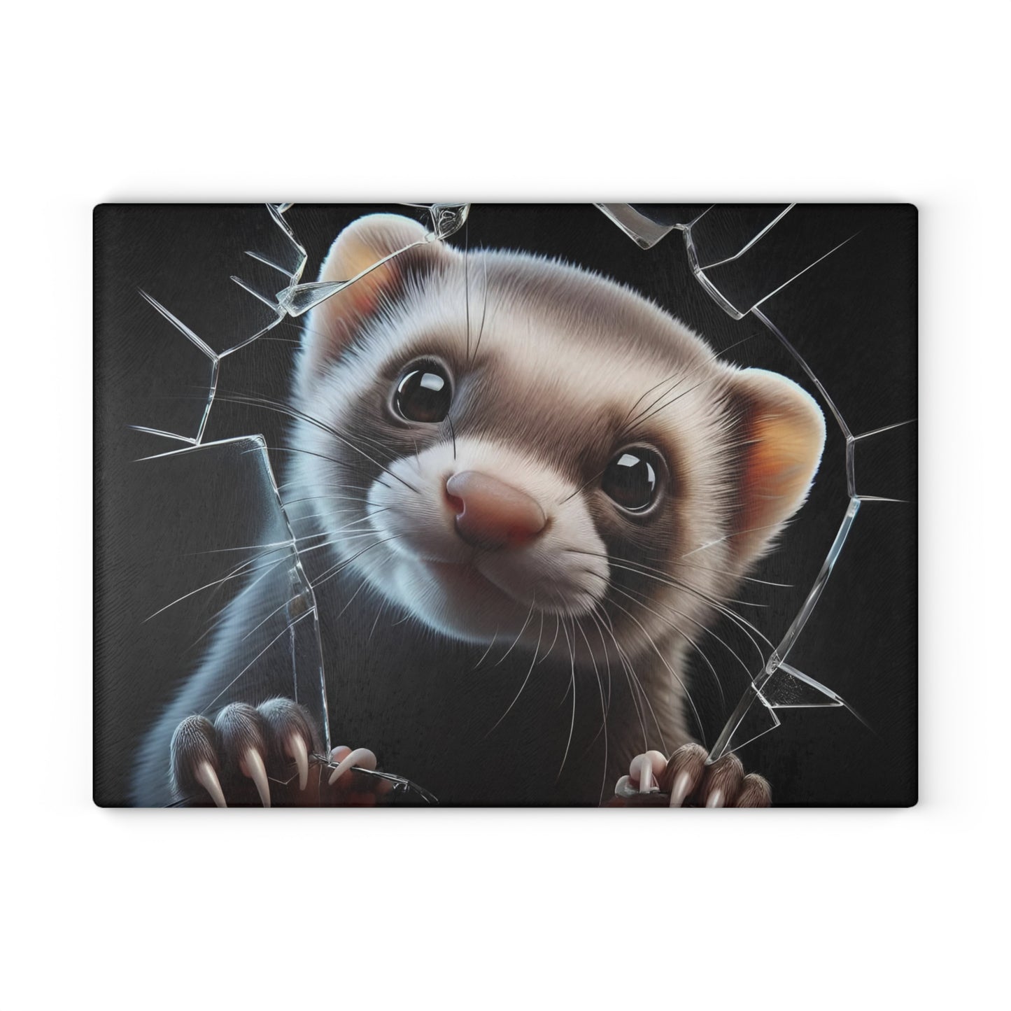 Tabla de cortar de vidrio con forma de hurón, adorable decoración de cocina para amantes de las mascotas, tabla para servir con temática de animales pequeños, regalo único para dueños de hurones, tabla para charcutería