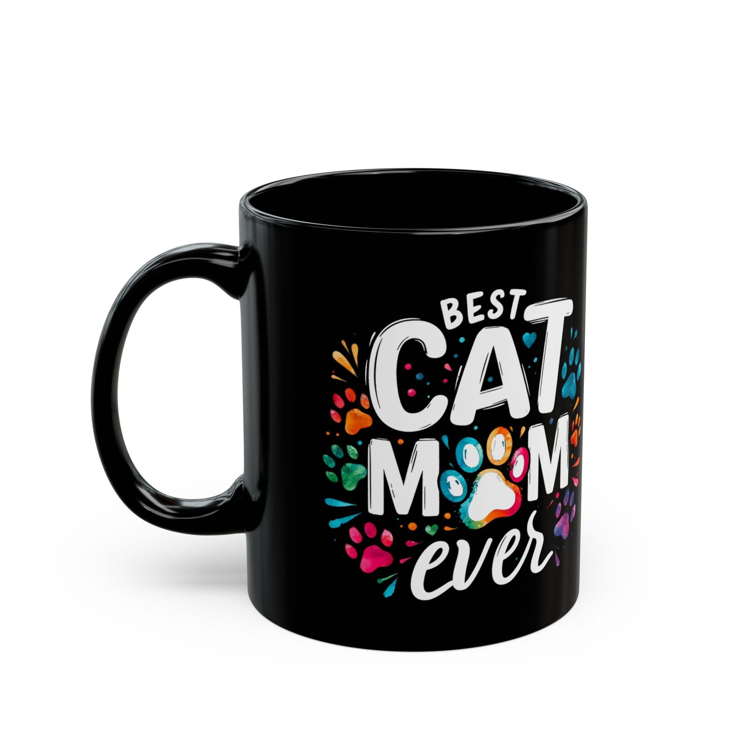Taza "La mejor mamá gata", regalo divertido para amantes de los gatos, taza de café negro para mamás gatas, taza de agradecimiento para amantes de las mascotas, regalo perfecto para entusiastas de los gatos y amantes de los animales.