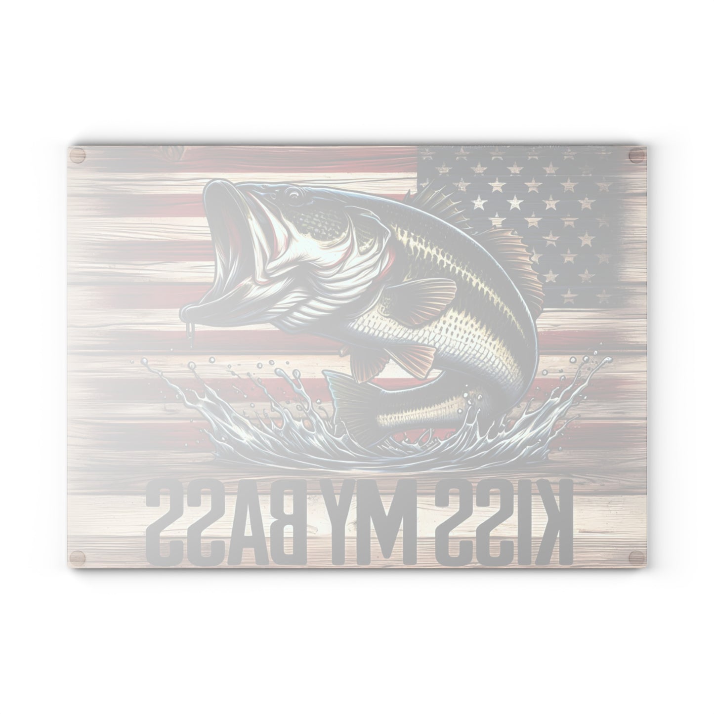 🎣Kiss My Bass Cutting Board – Patriotic Fishing Fun with Rustic American Flag 🪝🍺