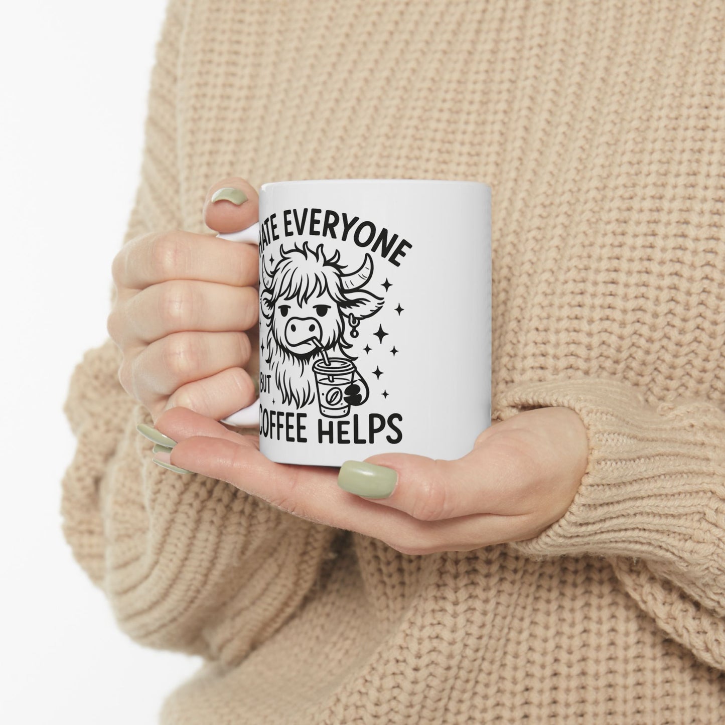 Taza de Vaca Gruñona – “Odio a todos, pero el café ayuda” ☕