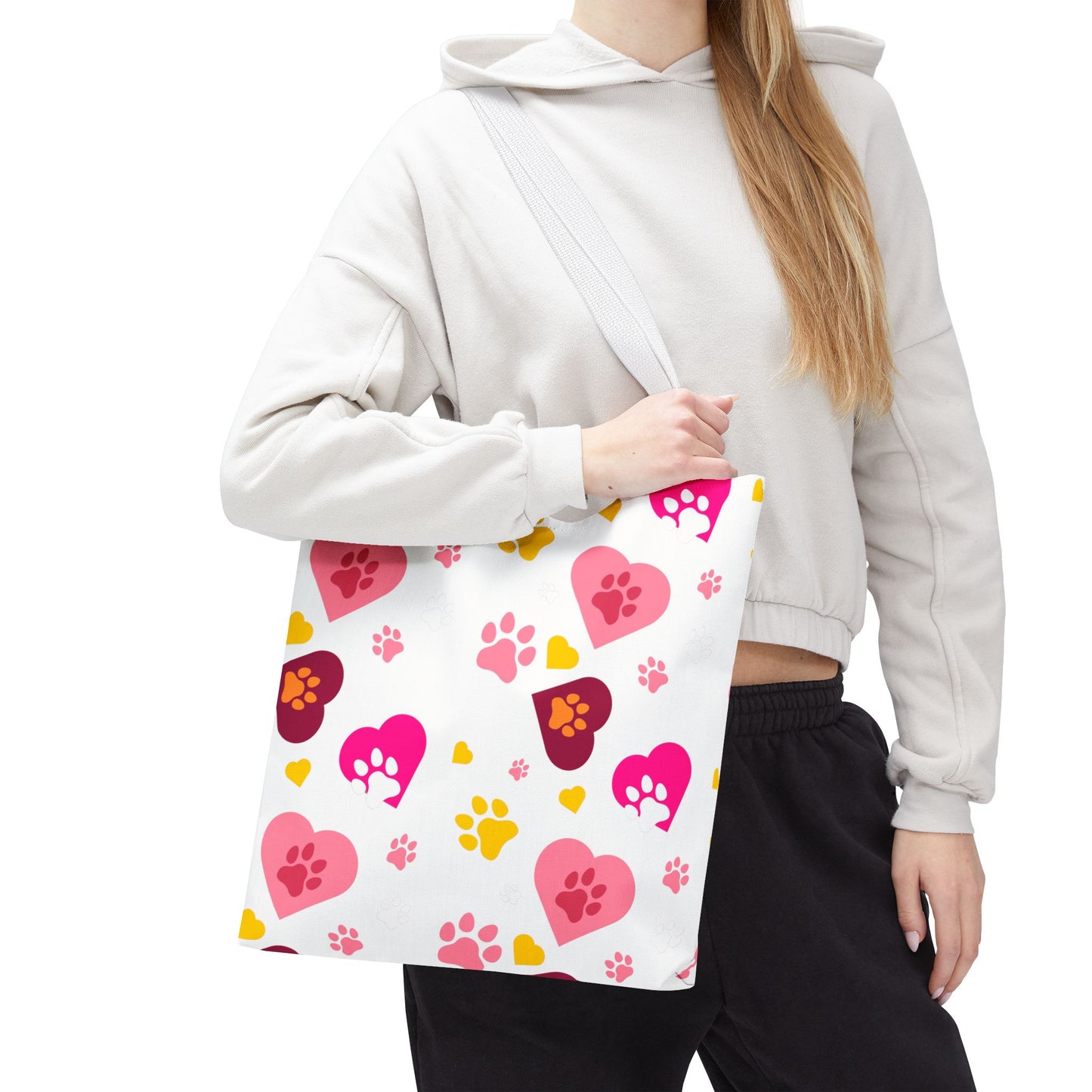 Bolsa de mano con estampado de patas y corazón | Pet Lover Everyday Carry-All