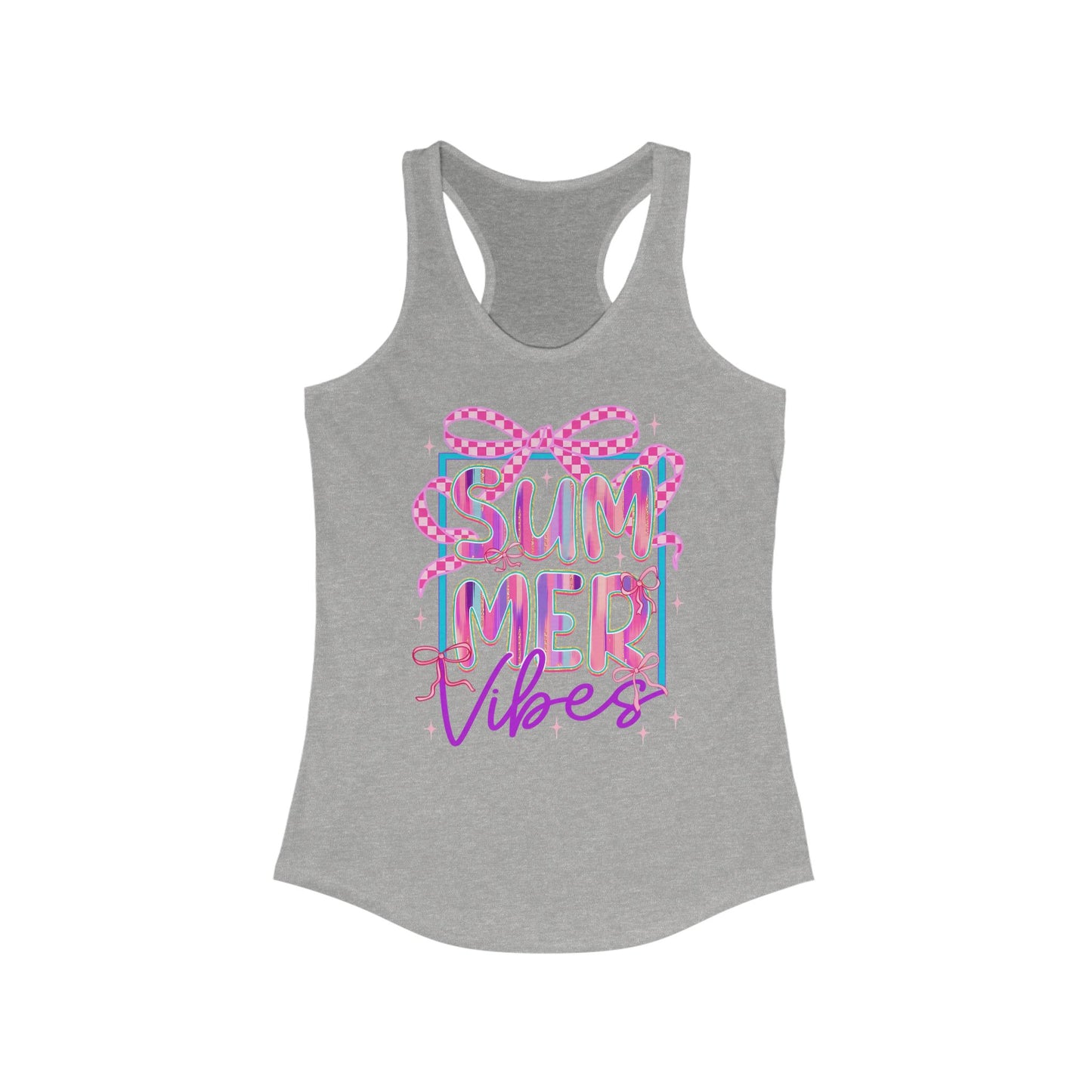 ☀️ Camiseta sin mangas con espalda nadadora Summer Vibes: camiseta gráfica ligera para mujer para playa, piscina y días informales