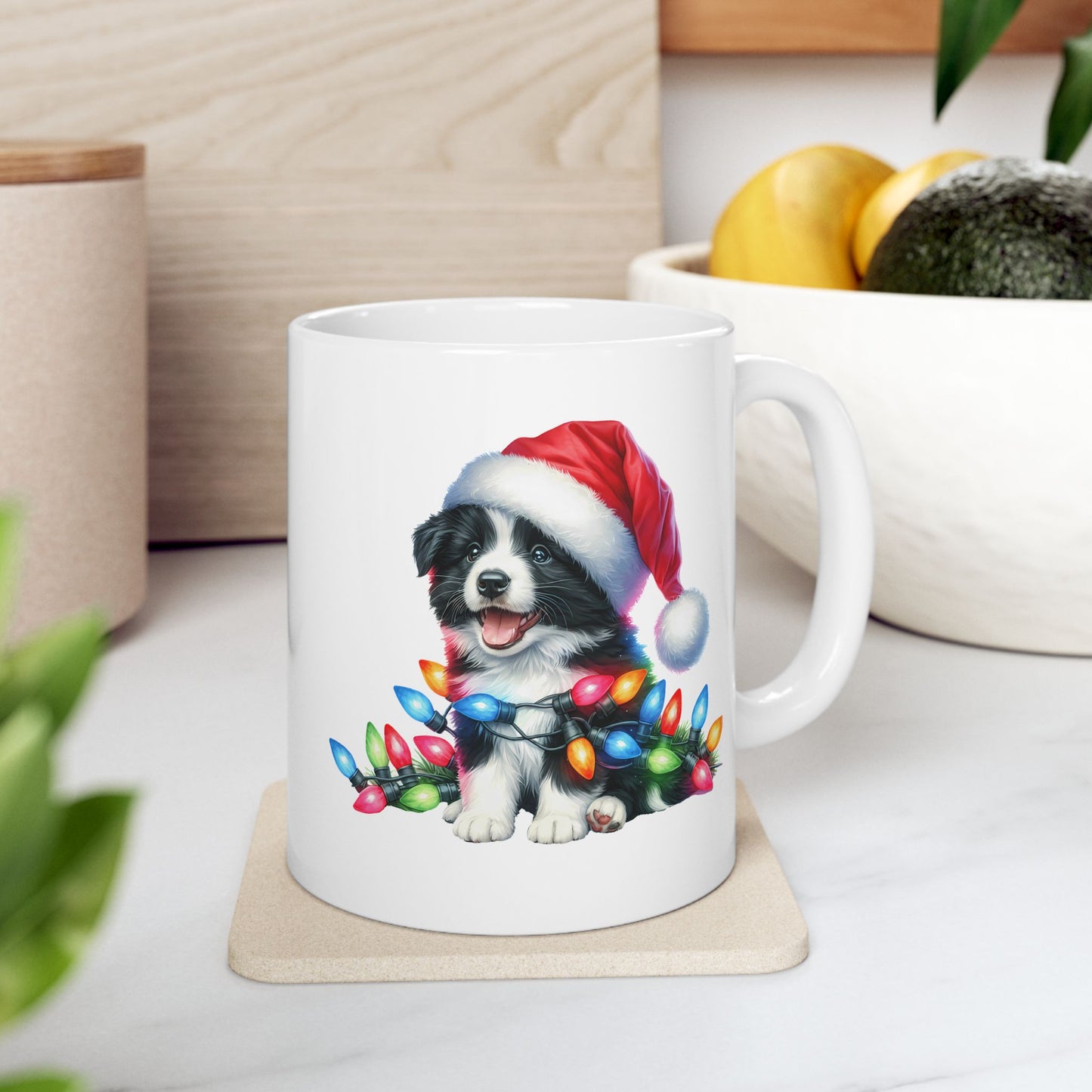 🐾 Border Collie Christmas Lights Mug – Holiday Cheer with a Tail-Wagging Twist 🎅✨