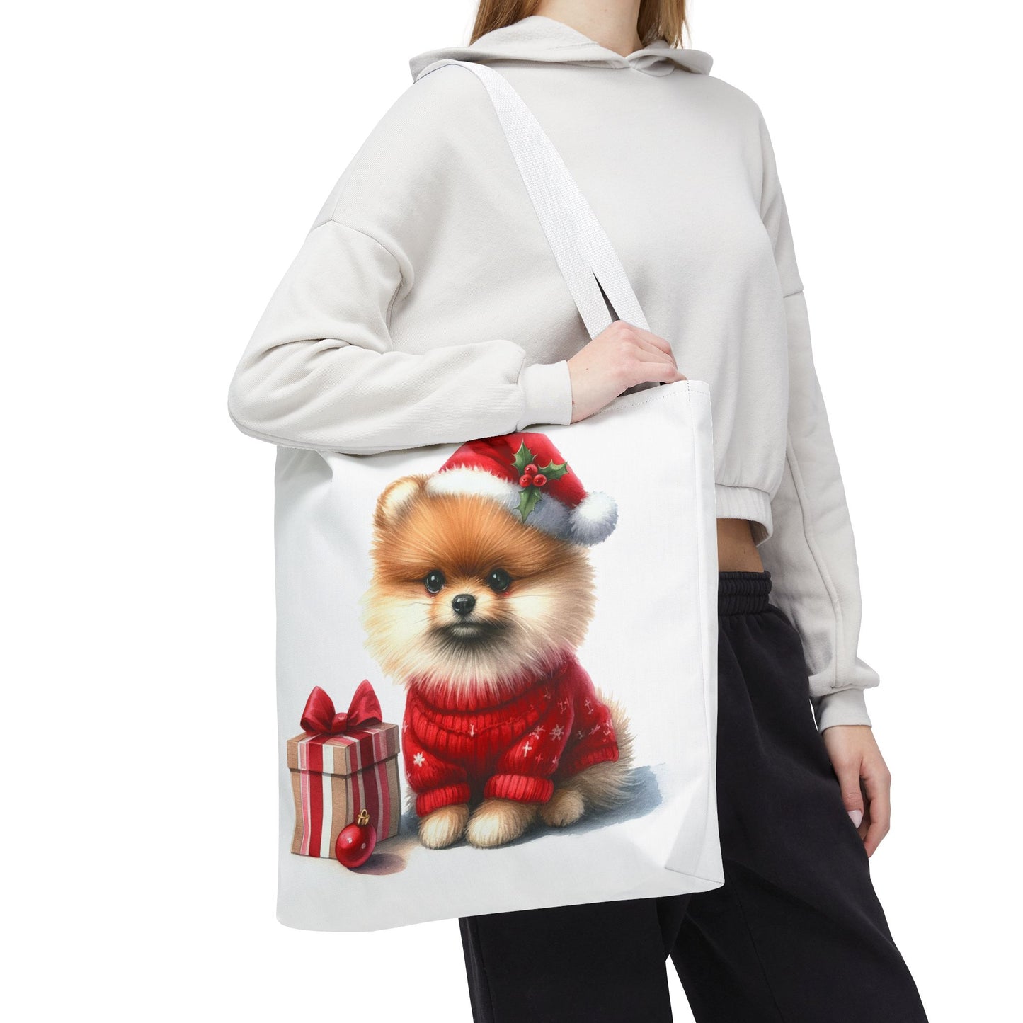 🎄 Pomeranian Christmas Tote Bag – Cozy Fluff & Festive Cheer 🎁🐾