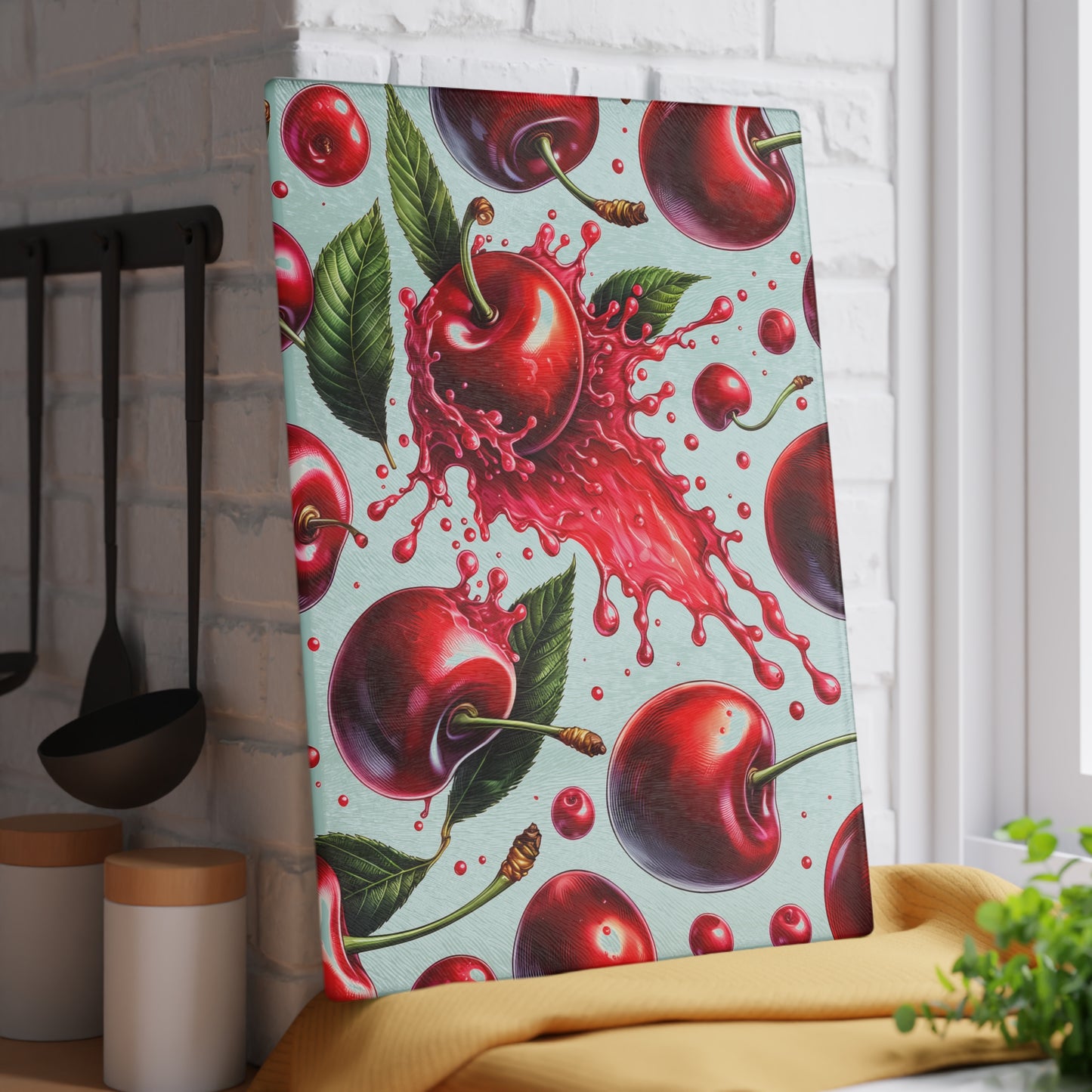 🍒 Cherry Splash Cutting Board – Bold, Juicy Style for the Modern Kitchen
