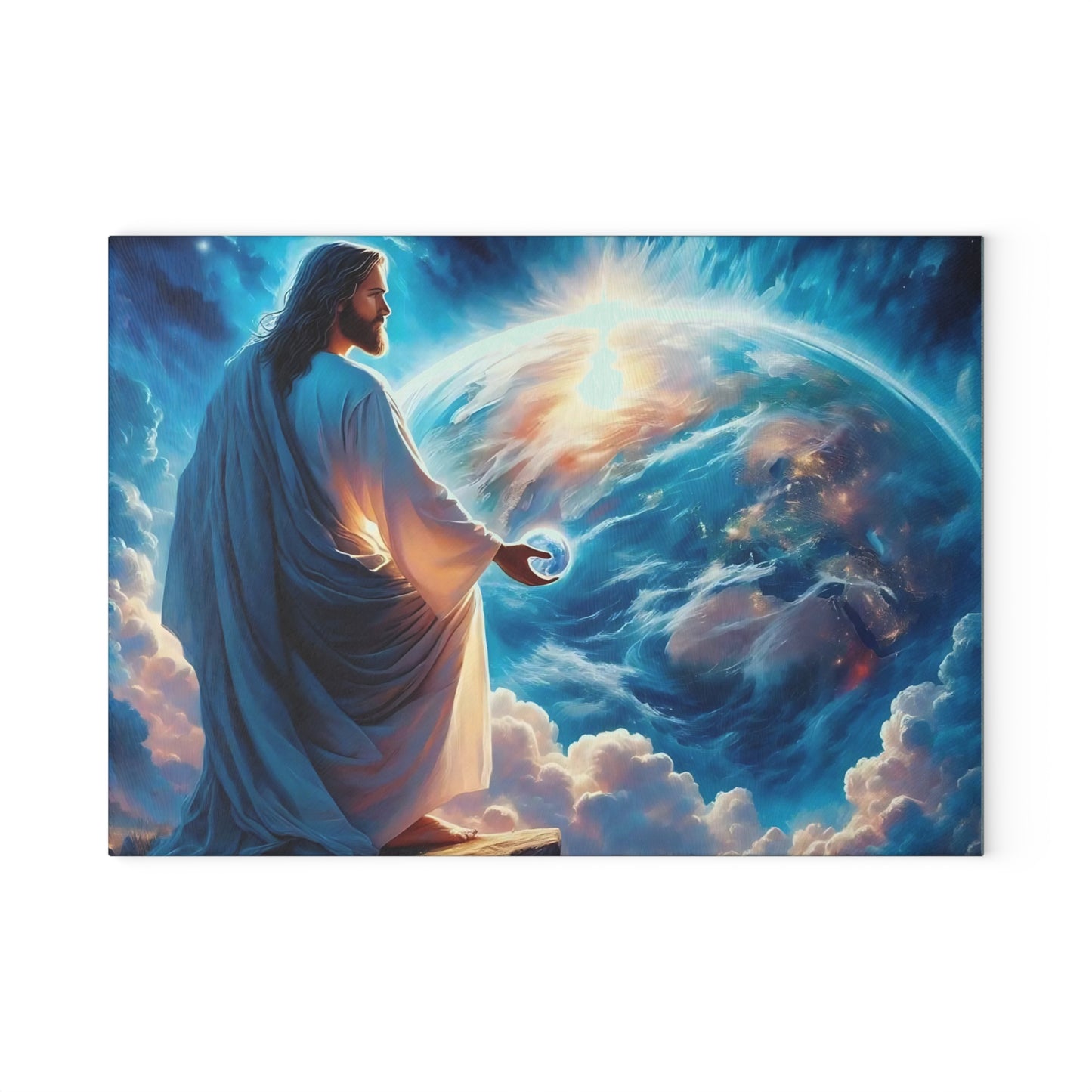 Tabla de cortar de Jesús, tabla de charcutería, tabla de cortar única, tabla de cortar de vidrio templado, regalo de inauguración de la casa, tabla de cortar personalizada