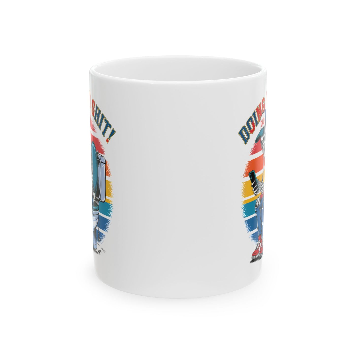 💀📱 HACIENDO MIERDA DE PAPÁ – Taza de Café Divertida de Papá Esqueleto (11 oz y 15 oz)