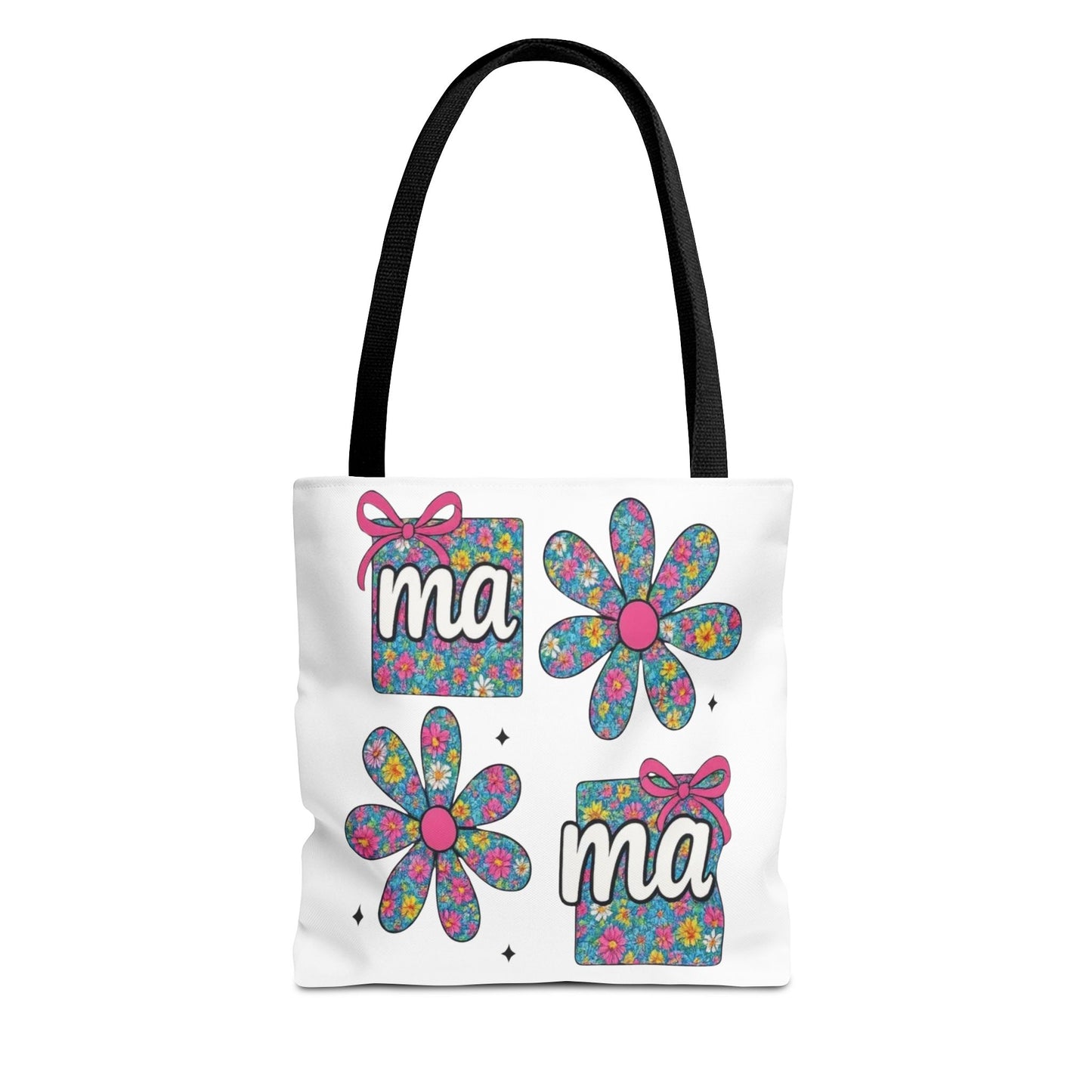 Bolso Tote Floral "ma": Un Accesorio Divertido y Brillante para Mamá