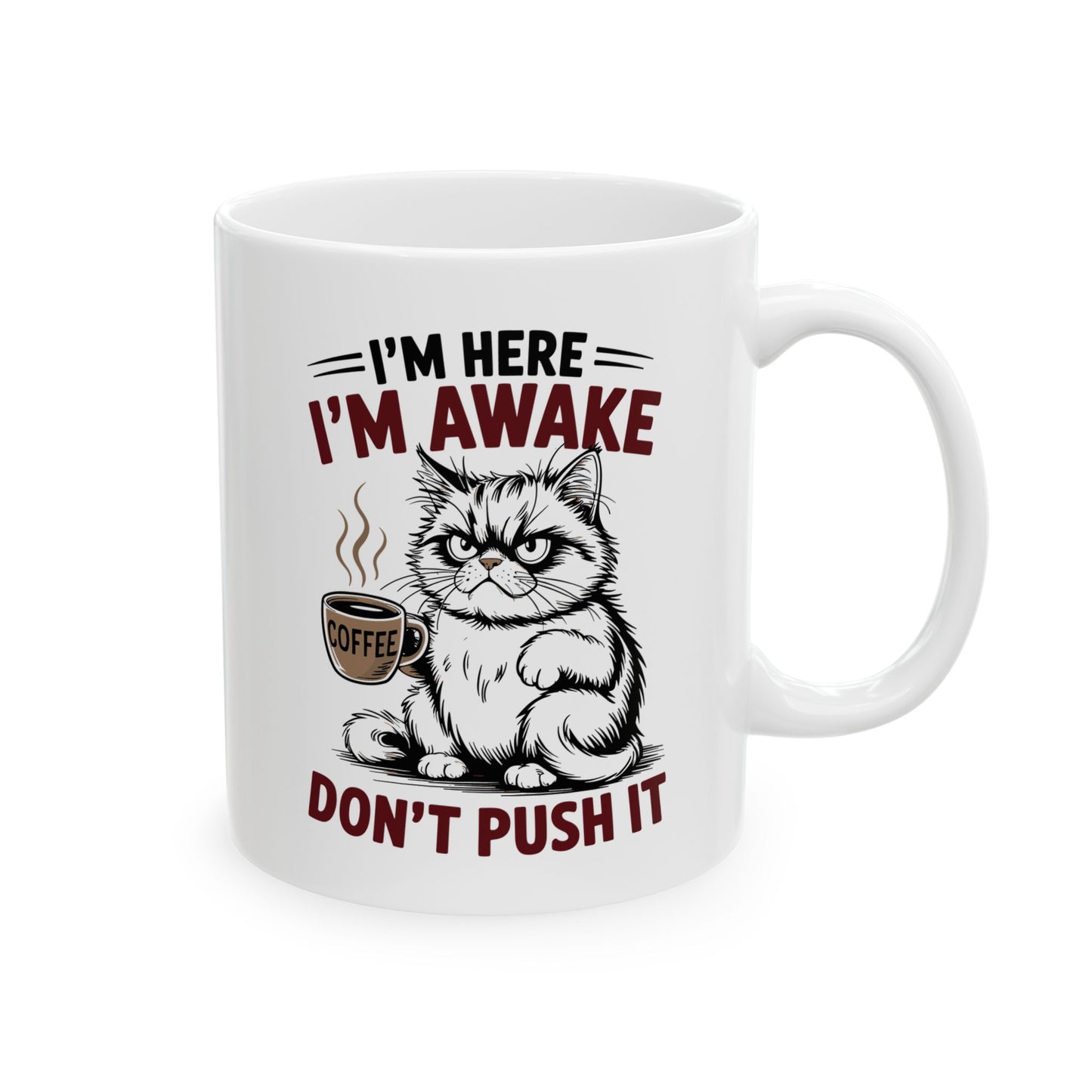 ☕ Estoy despierto, no presiones – Taza de café de Grumpy Cat para guerreros del buen humor matutino