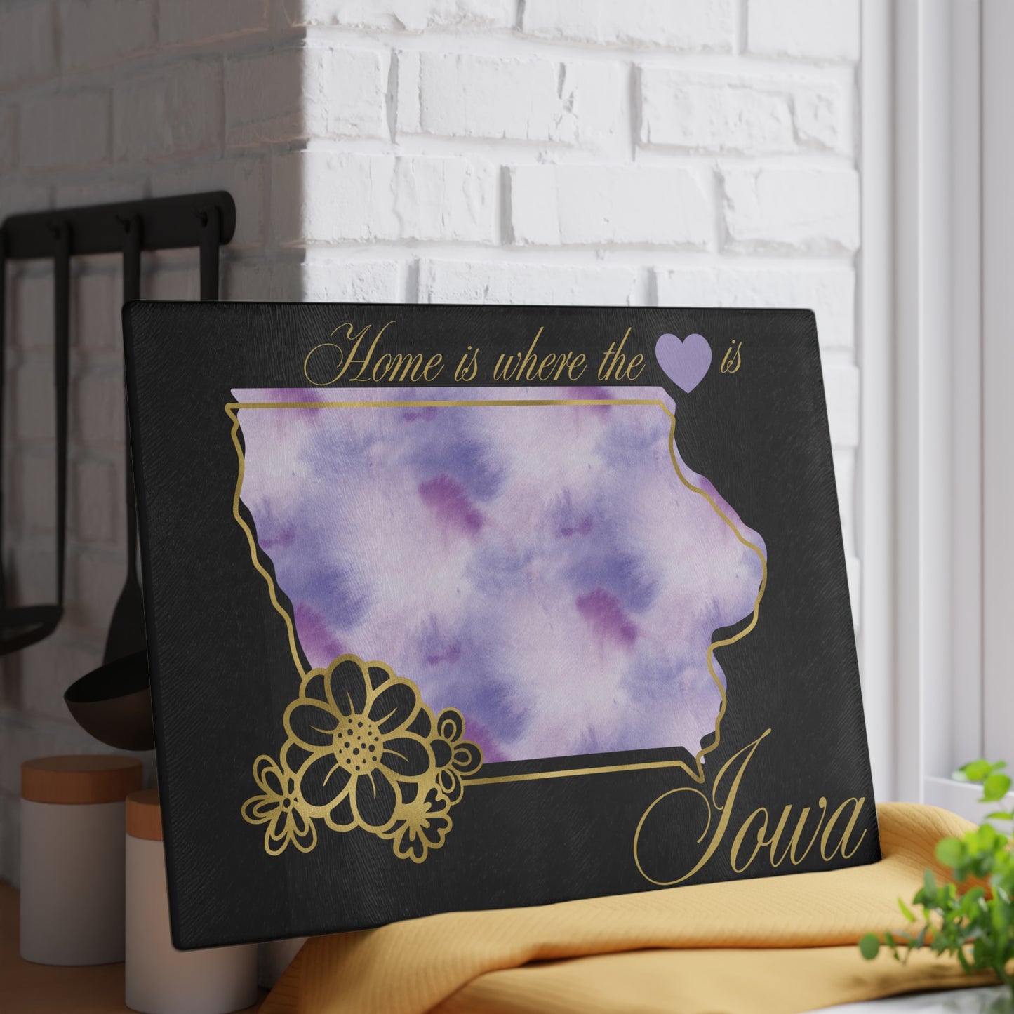 💜 Iowa State Cutting Board – Lavender Love with Midwest Charm